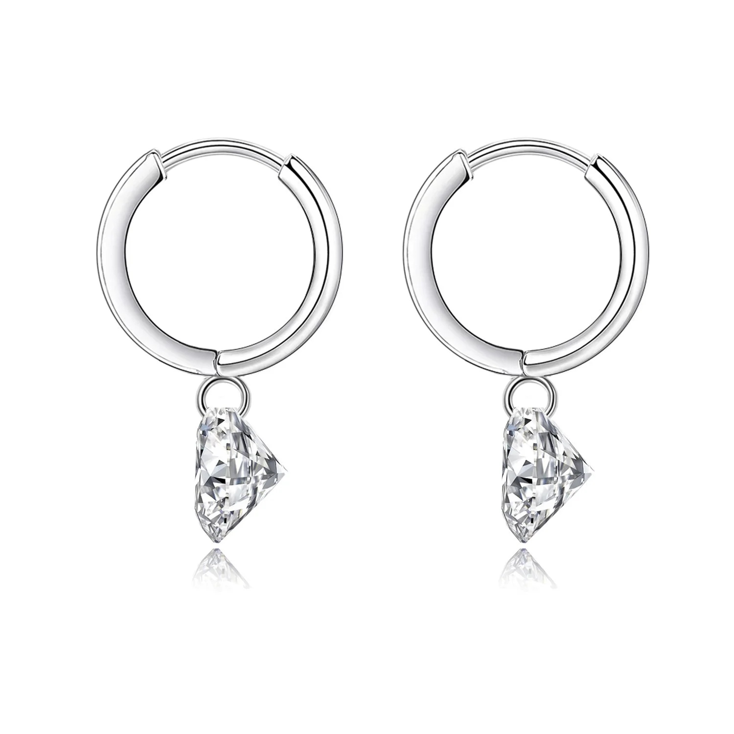 💎 Solitaire Dangle Huggie Earrings