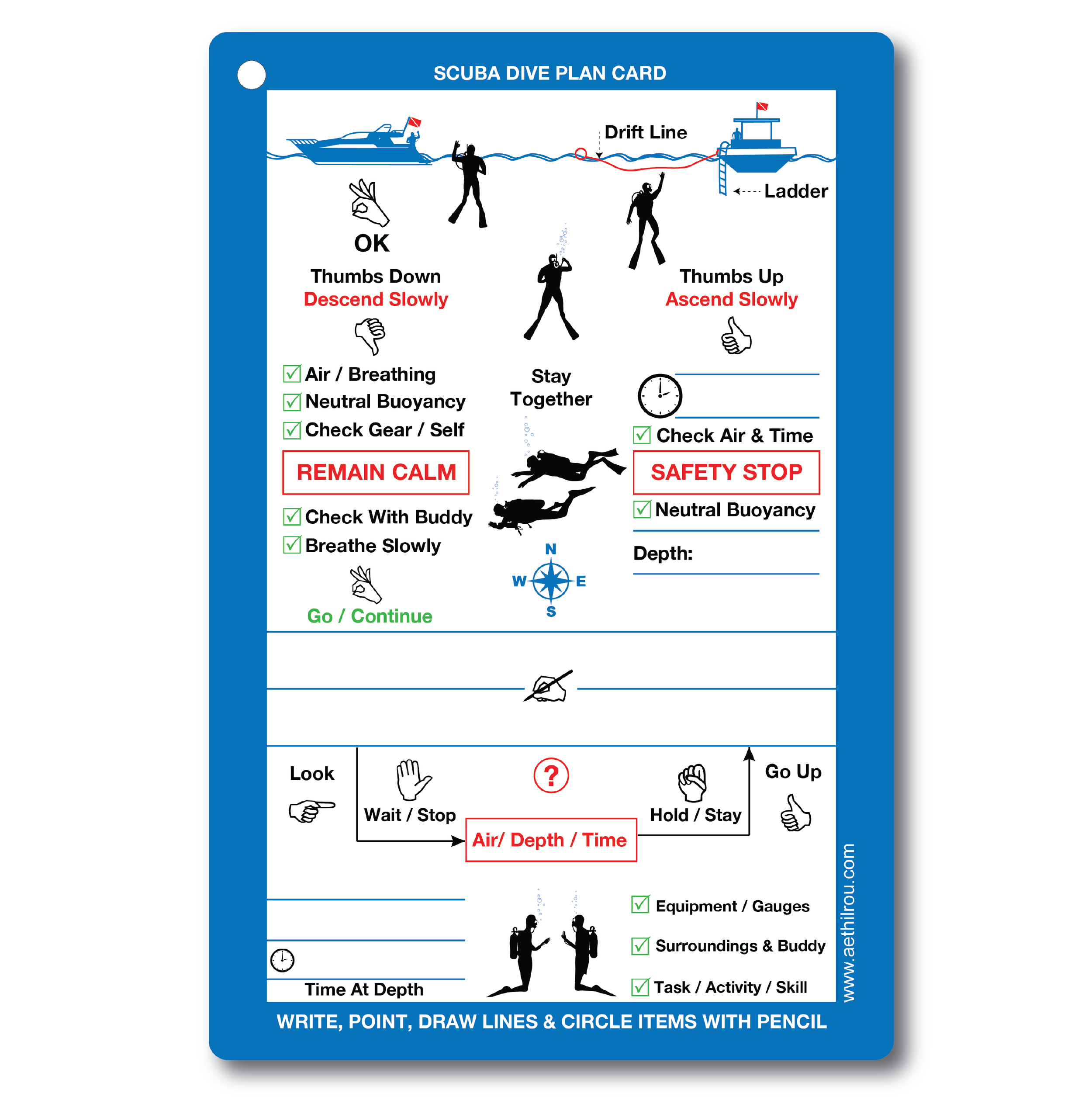 SCUBA Dive Plan Card