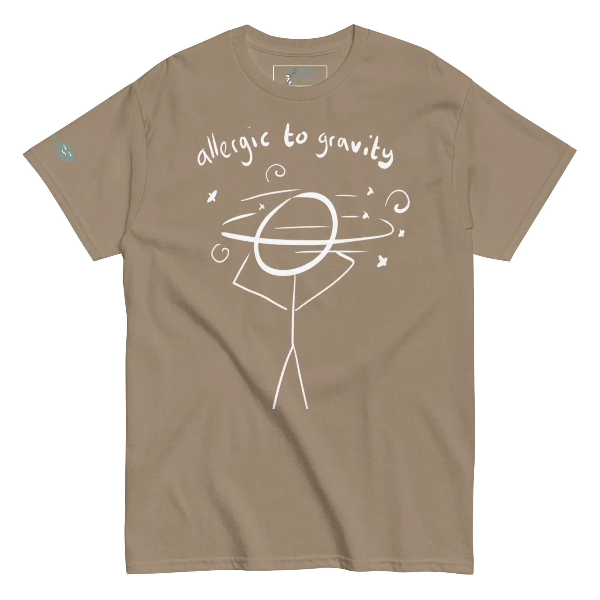 unisex-classic-tee-brown-savana-front-allergic-to-gravity.webp