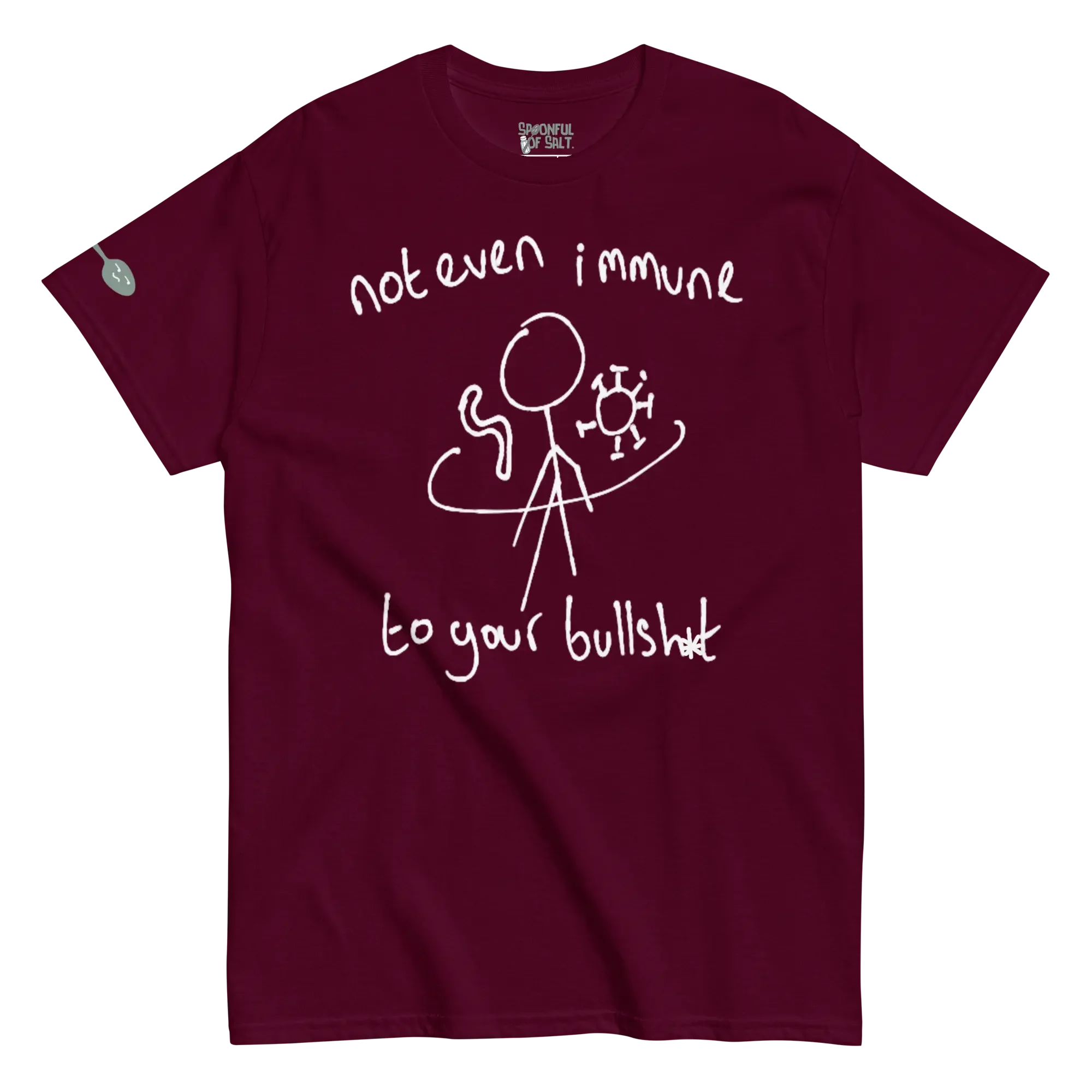 unisex-classic-tee-maroon-front-immune-system.webp