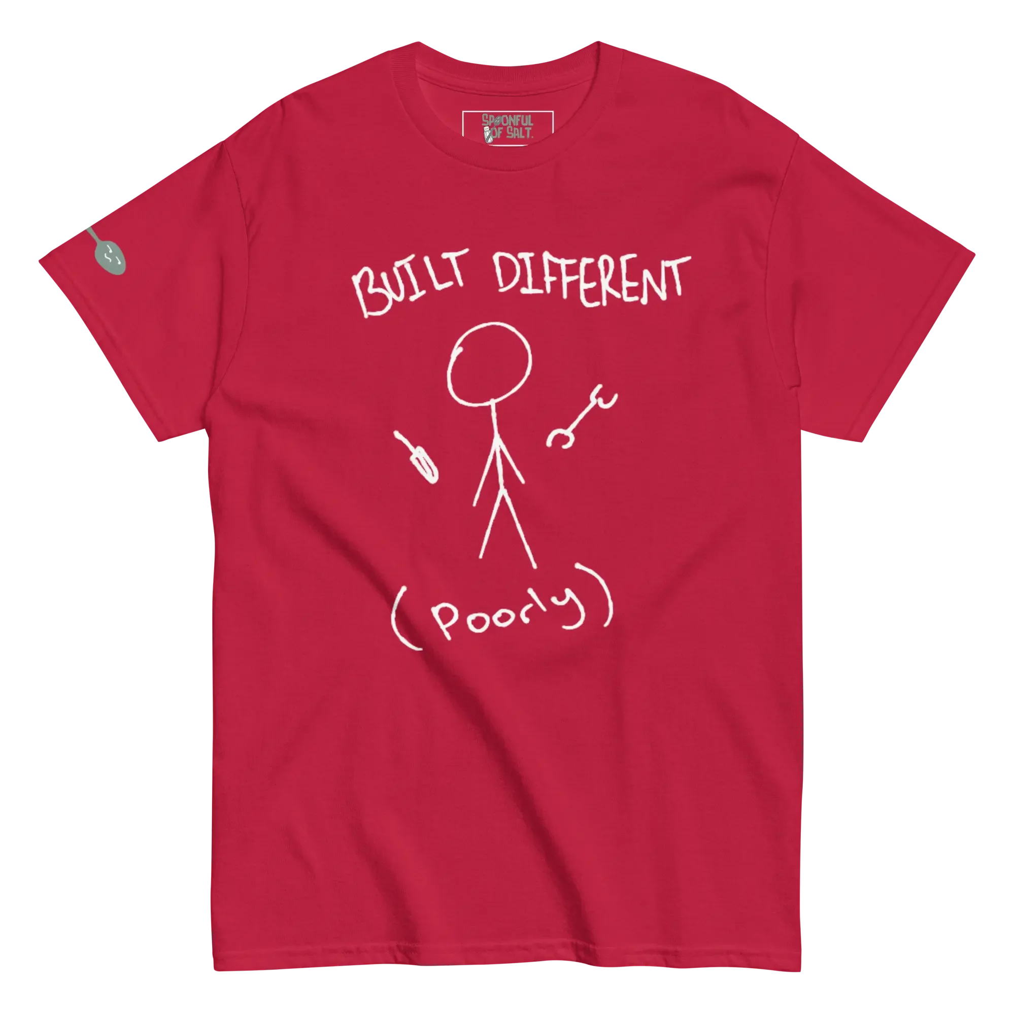 unisex-classic-tee-cardinal-front-built-different.webp