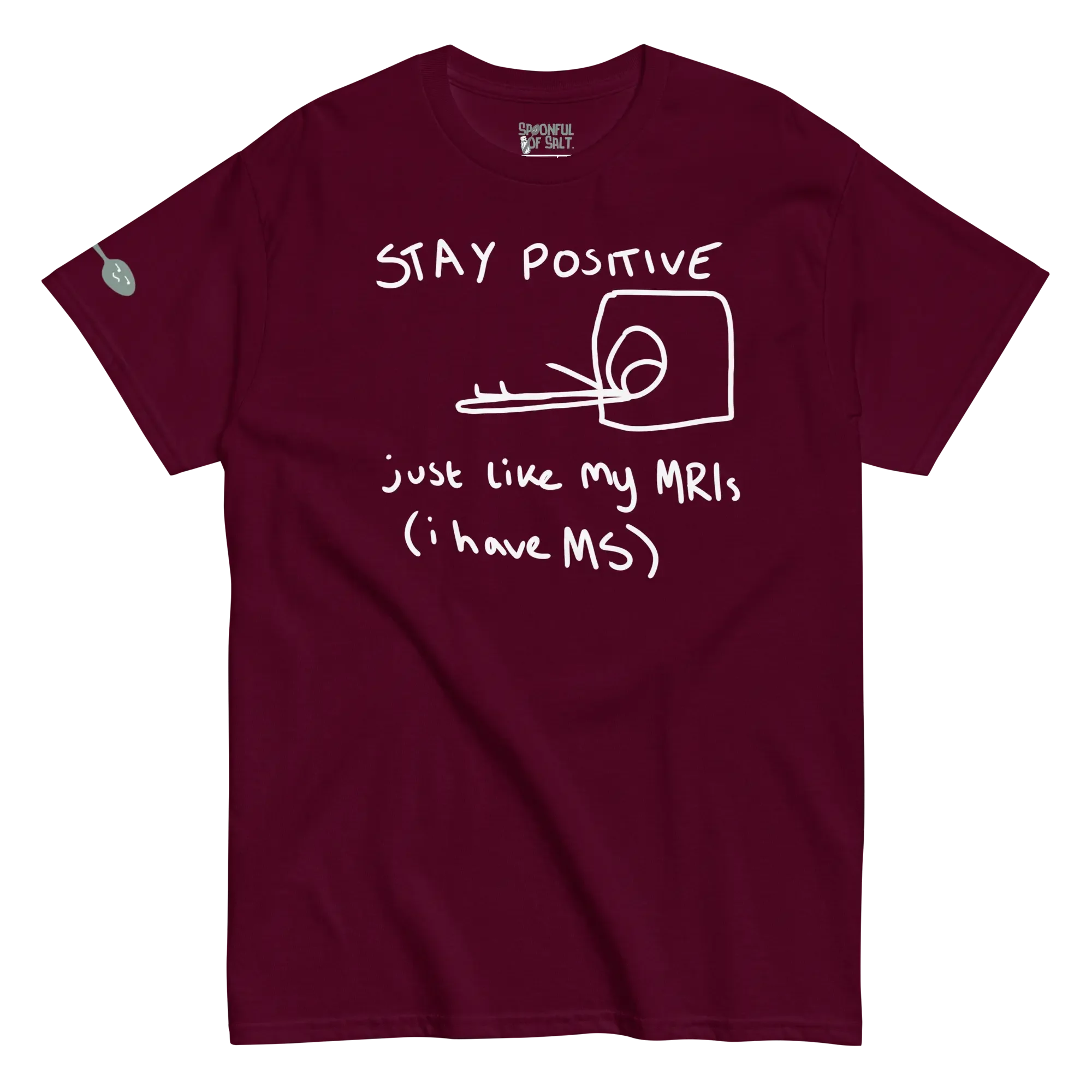 unisex-classic-tee-maroon-front-mostly-sarcastic.webp