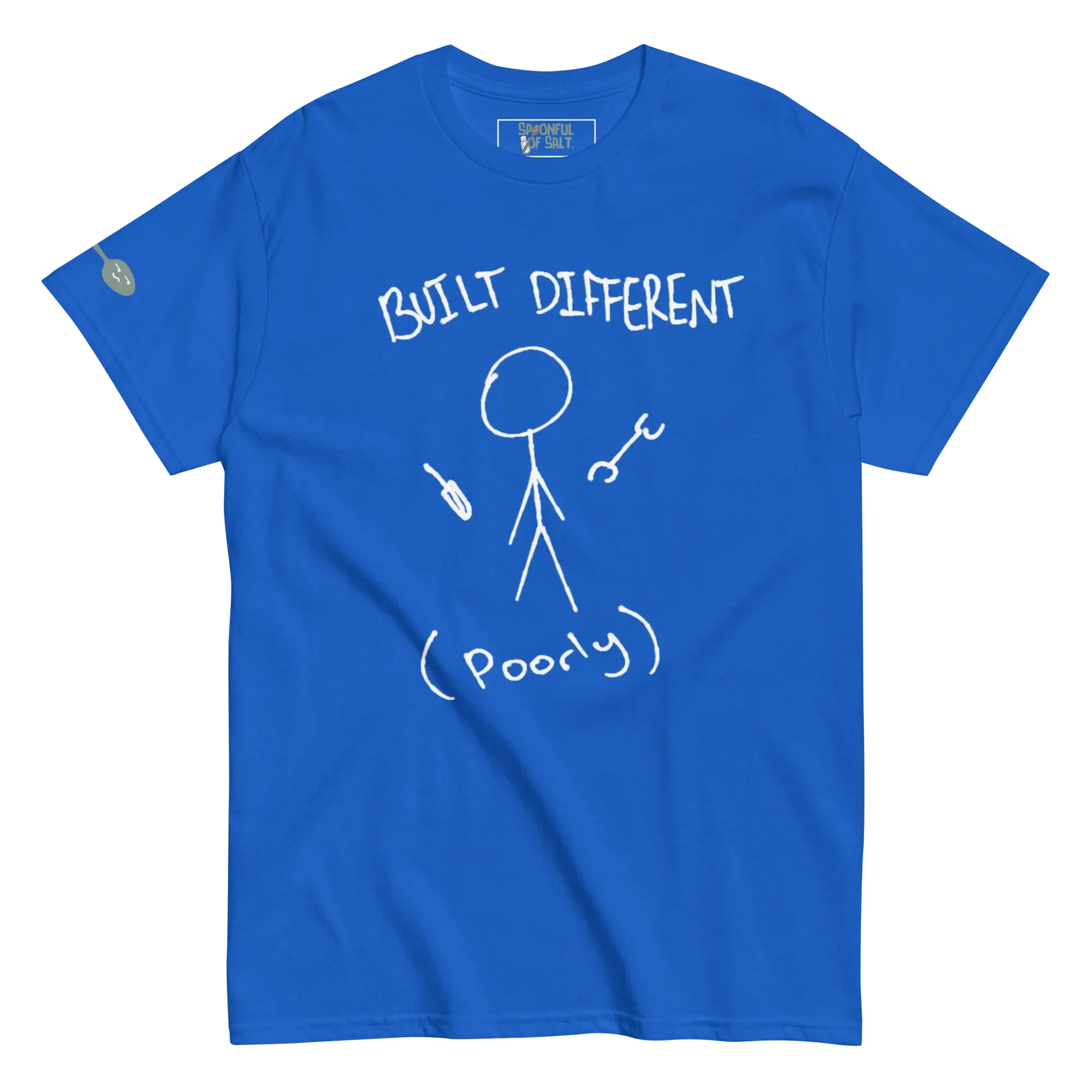 unisex-classic-tee-royal-front-built-different.webp