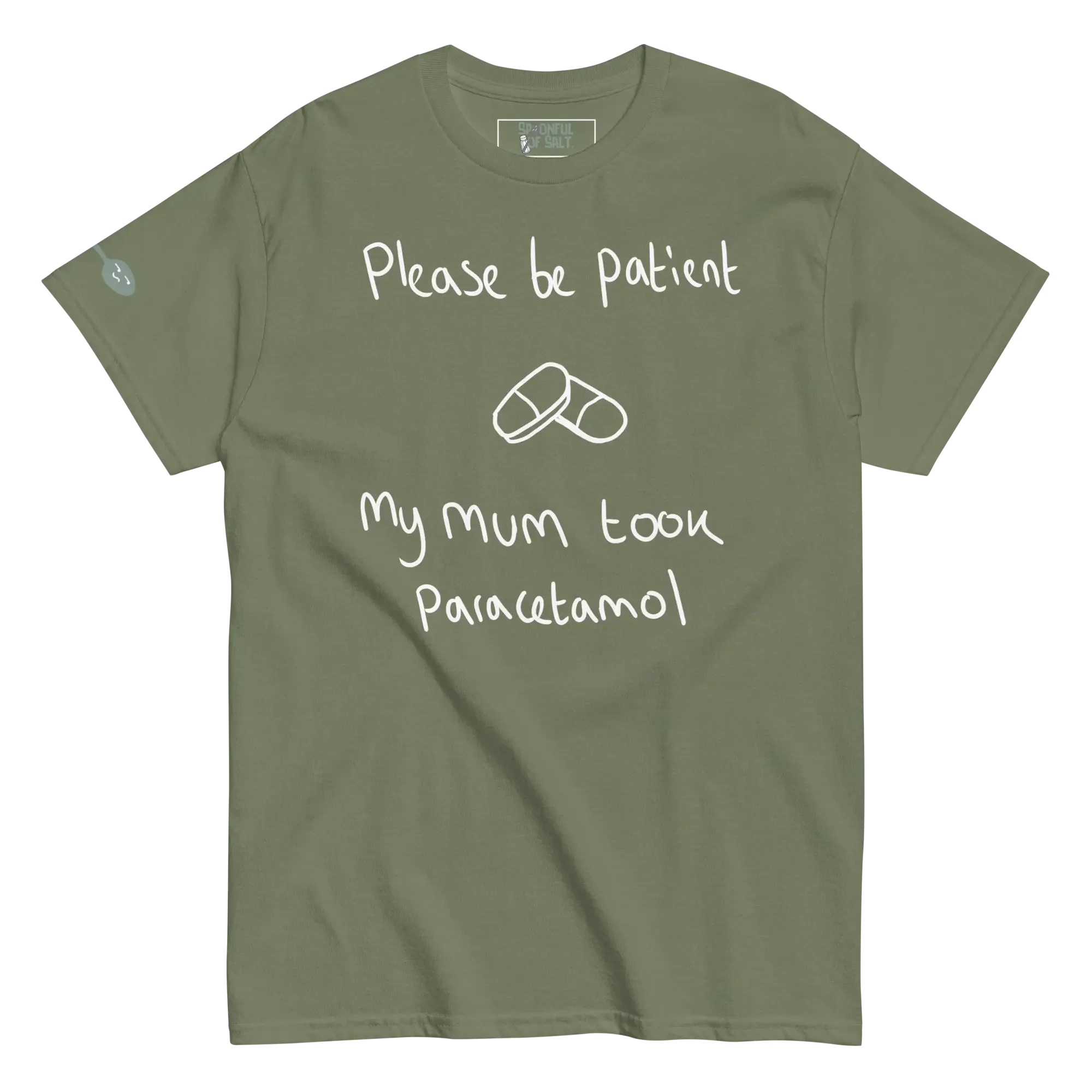 unisex-classic-tee-military-green-front-paracetemol-autism.webp
