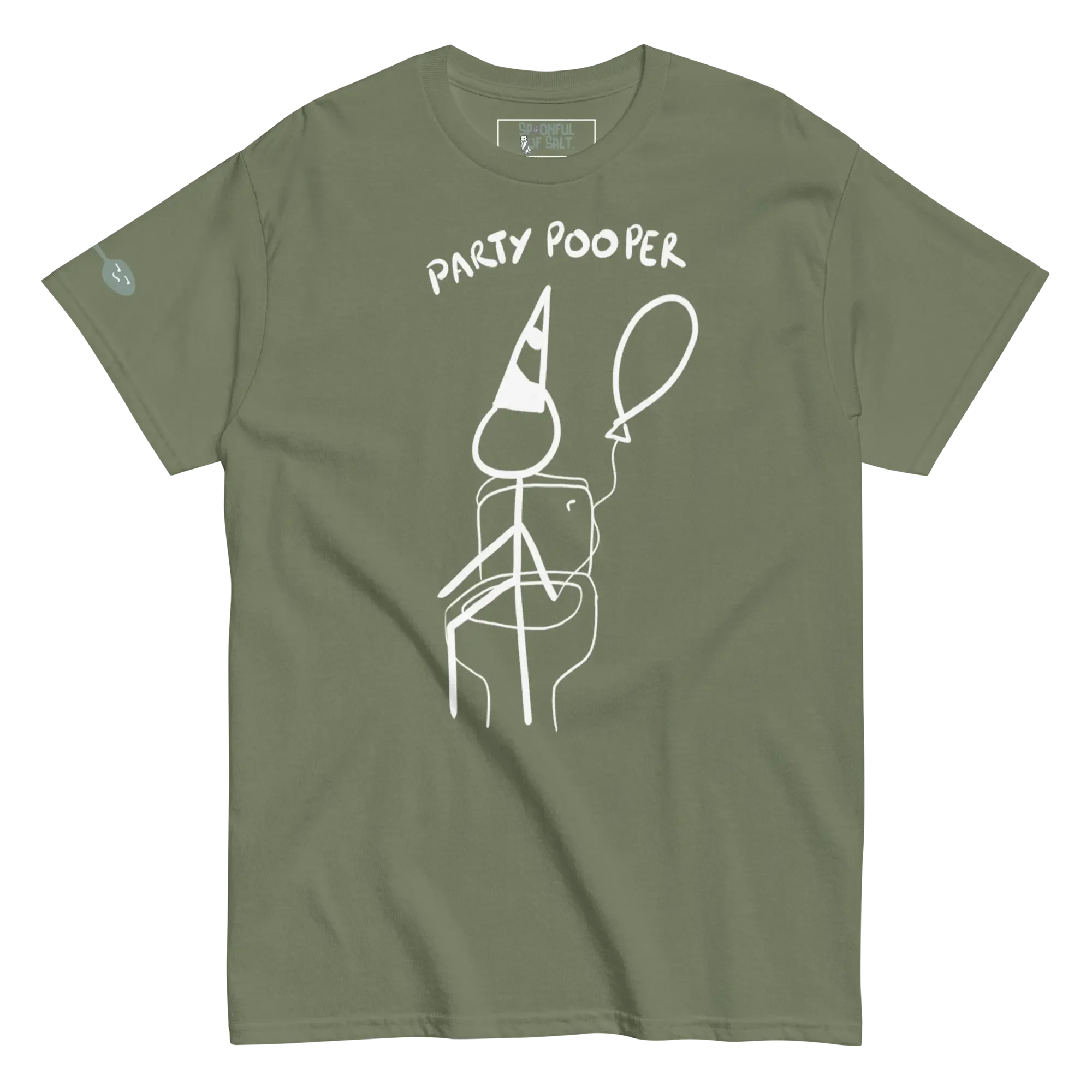 unisex-classic-tee-military-green-front-i-be-pooping.webp