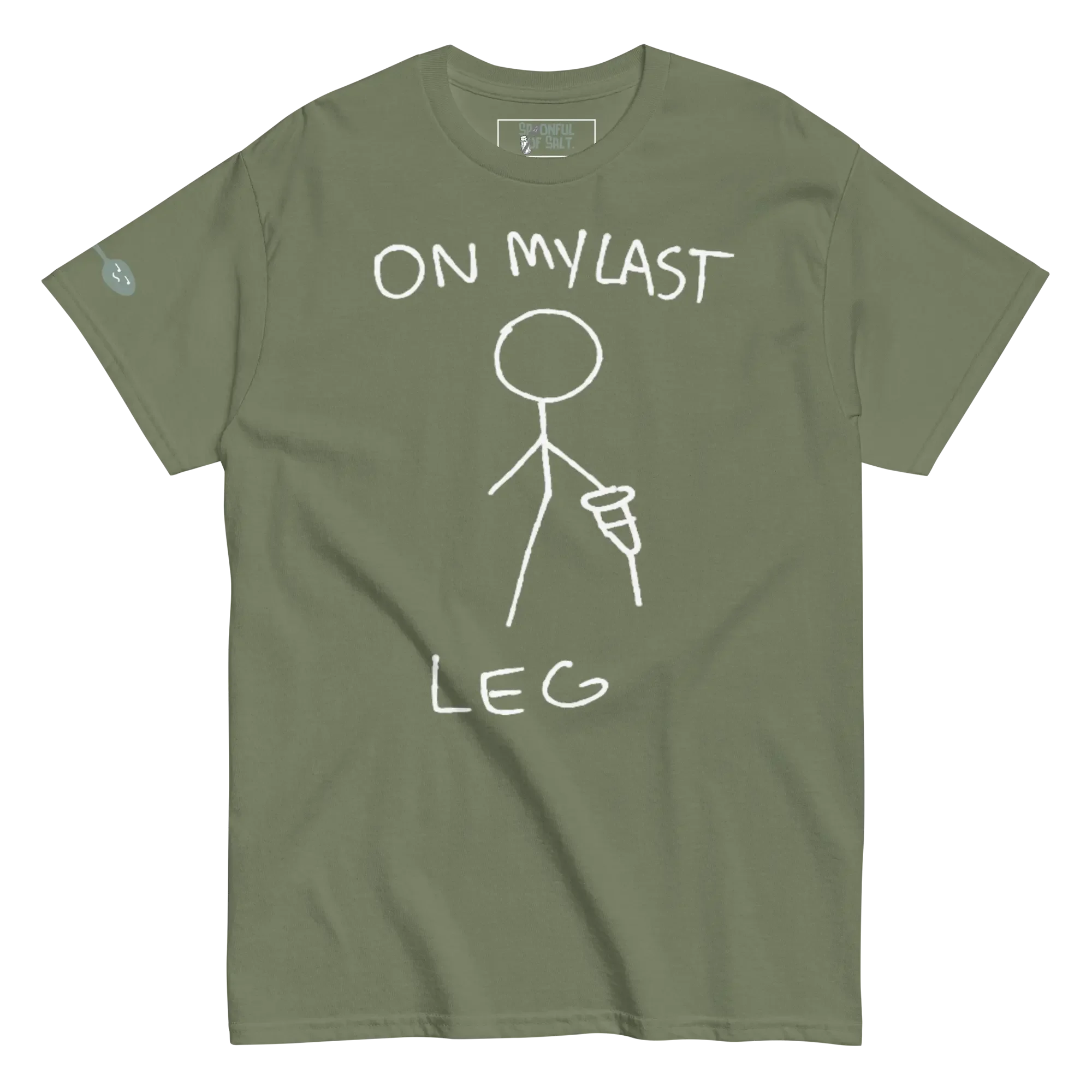unisex-classic-tee-military-green-front-amputee-pride-last-leg.webp