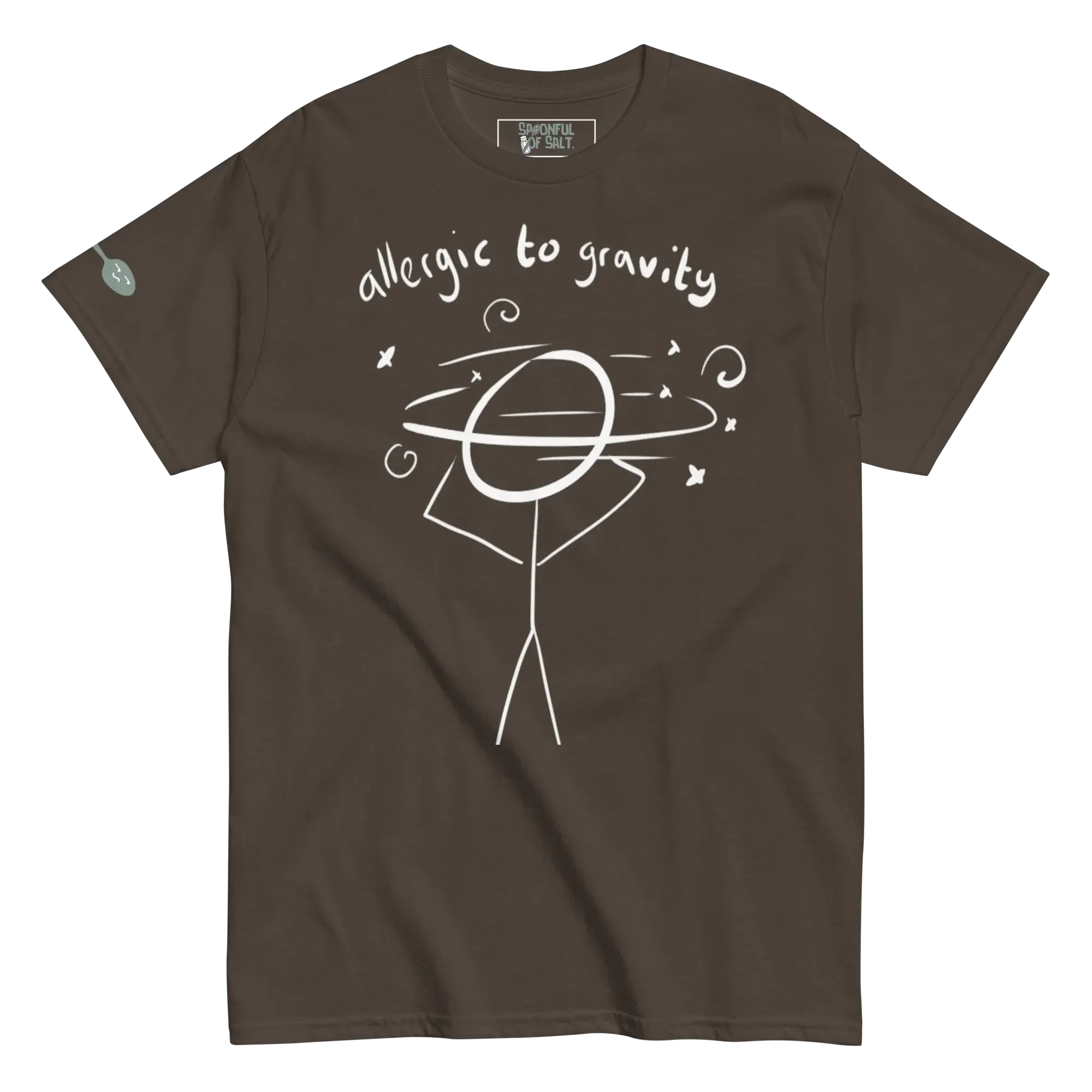 unisex-classic-tee-dark-chocolate-front-allergic-to-gravity.webp