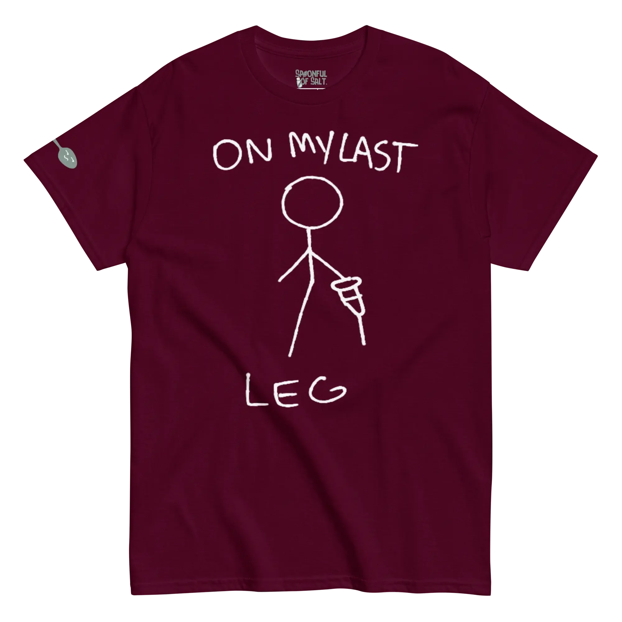 unisex-classic-tee-maroon-front-amputee-pride-last-leg.webp