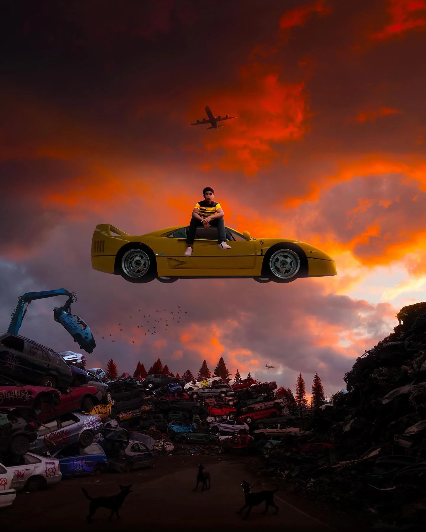 𝐿ife is passing me by and I hear time barking menacingly.
𝐸veryday I see these planes I wish I was sitting in, flying above my head. 🛫
.
.
.
"a ticket to anywhere" by @leoskyi 
.

#madewithphotoshop
#photoshopmanipulation #photoshopart #