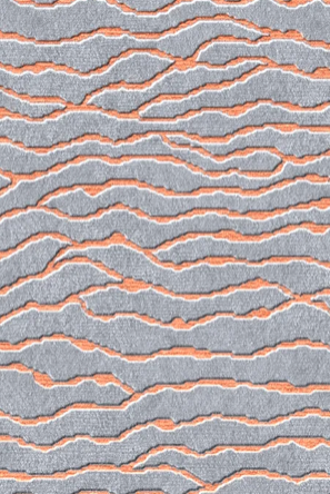 Close-up of a textured surface with irregular, wavy lines in orange and gray colors.