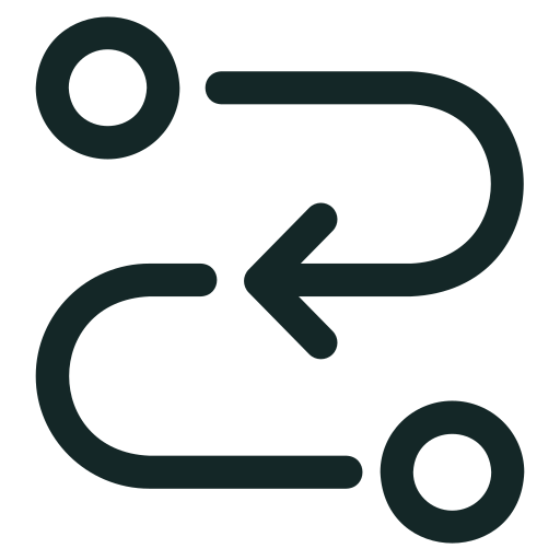 Diagram showing a color recycling process with arrows connecting a green circle, a green squiggly line, and a green arrow.