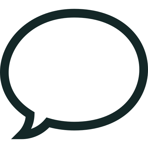 A speech bubble icon with no text inside.