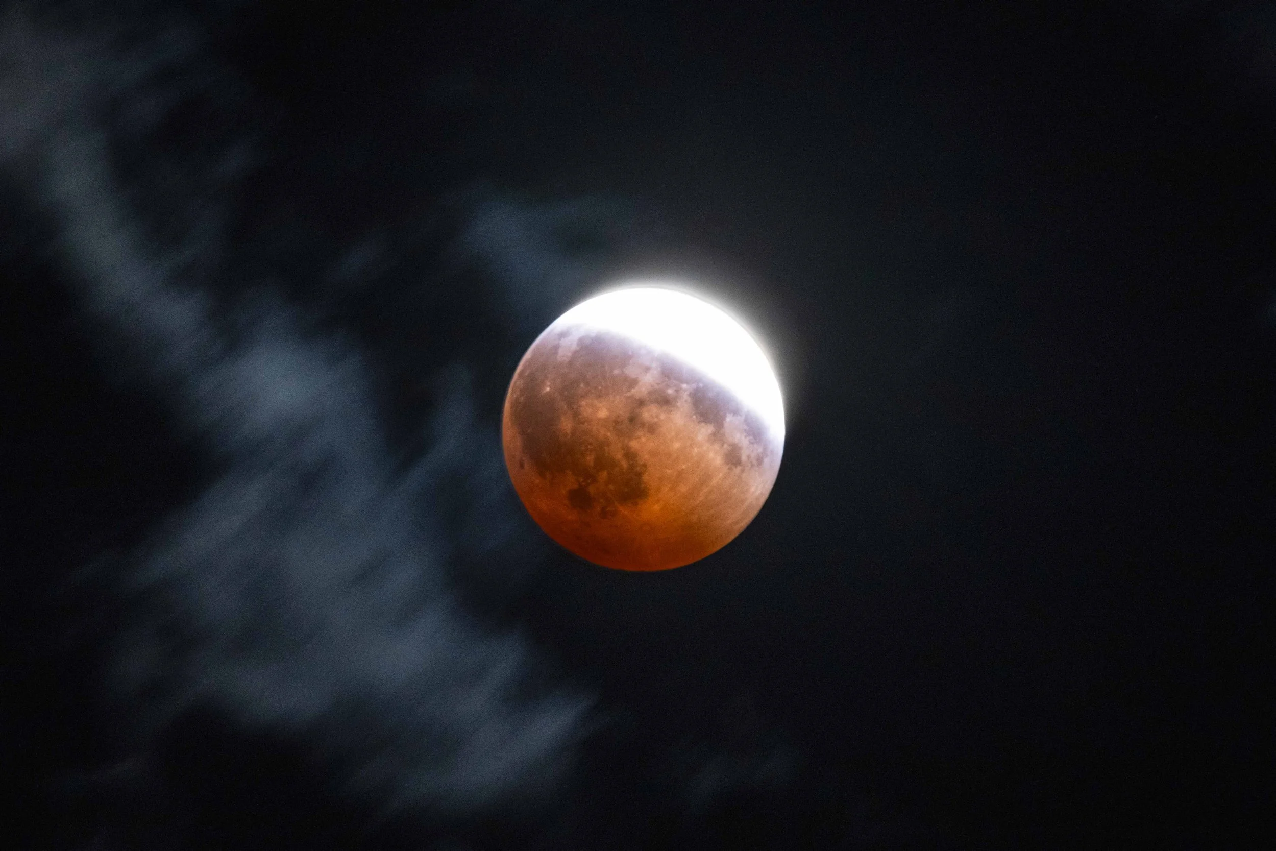 Deep Partial Lunar Eclipse 8/27/26 - Clouds Bottom Left