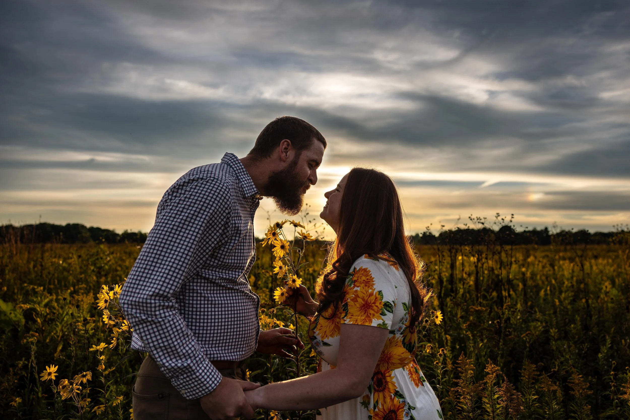 Regan and Joe Flower Field with Sunset Behind-1.jpg