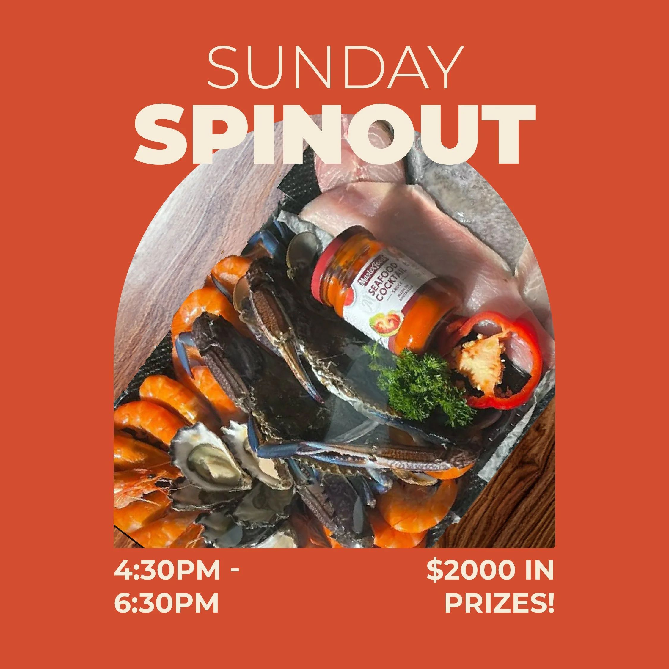 Poster advertising a $1500 meat raffle with an illustration of a meat cut and details about the event on Sundays, with sales starting at 4 pm and the drawing at 5 pm.