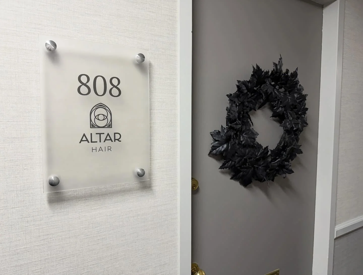 Happy Fall 🍂🍁🍃! I just wanted to pop on and say hello to you all and share an update of our door sign featuring logo design by @wolfmouth . The last few weeks have been so incredible and I wanted to thank each and every one of you for making Altar