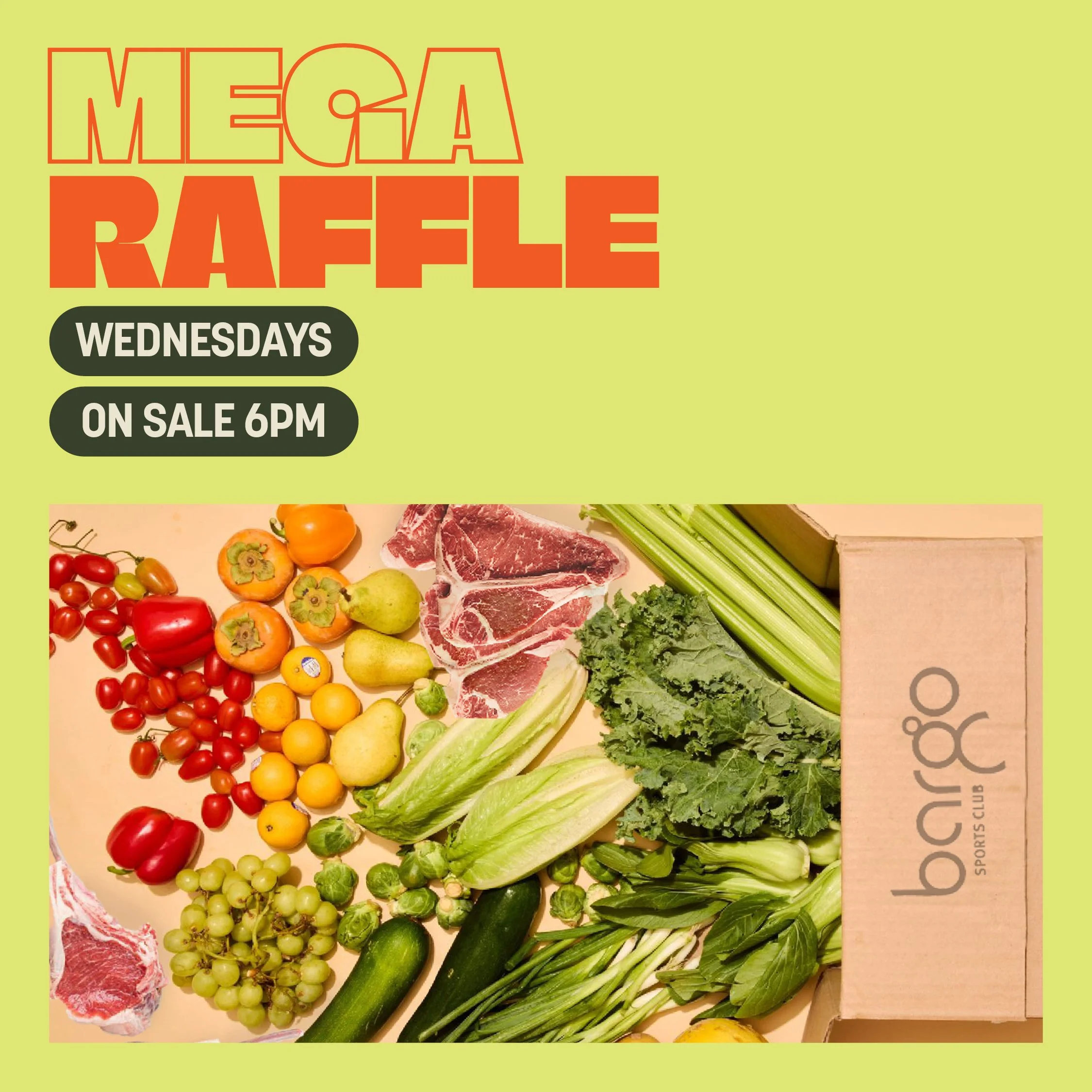 weekly grocery raffle on wednesday 7:30pm