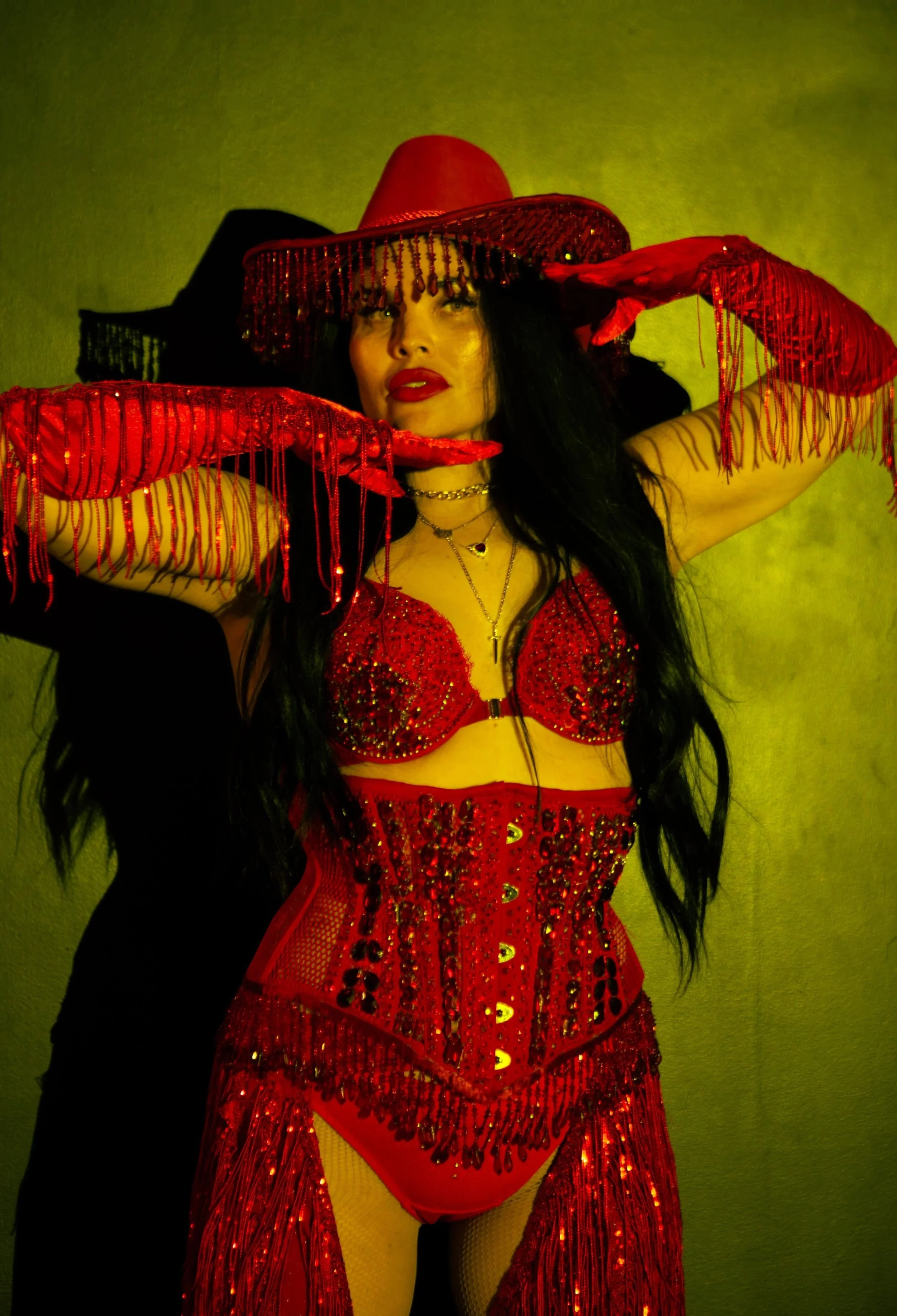 YVONNE LUX IN RED COWBOY COSTUME