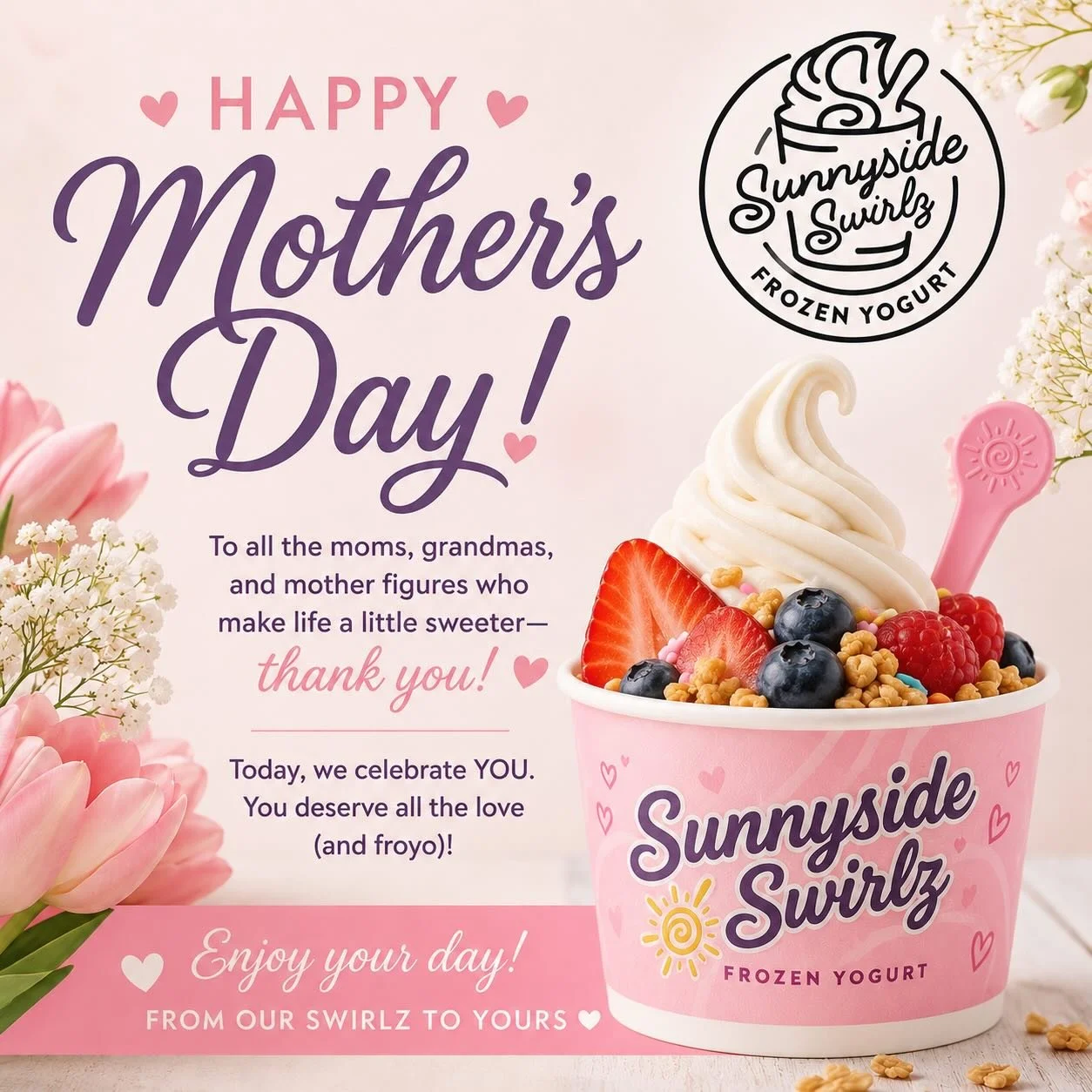 Today, we celebrate all the incredible moms, grandmas, and mother figures who make life a little sweeter 💕🍦

Thank you for the love you give, the sacrifices you make, and the countless ways you brighten the lives of those around you every single da