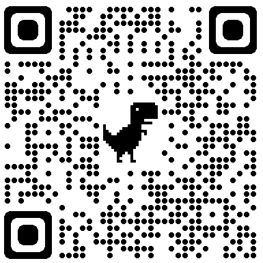QR code with a small dinosaur icon in the center.