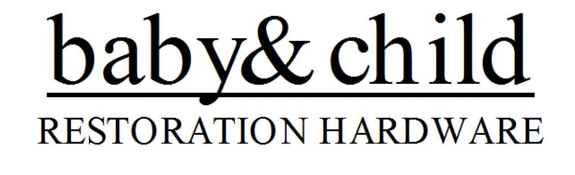 Logo for baby & child restoration hardware, with black text on a white background.
