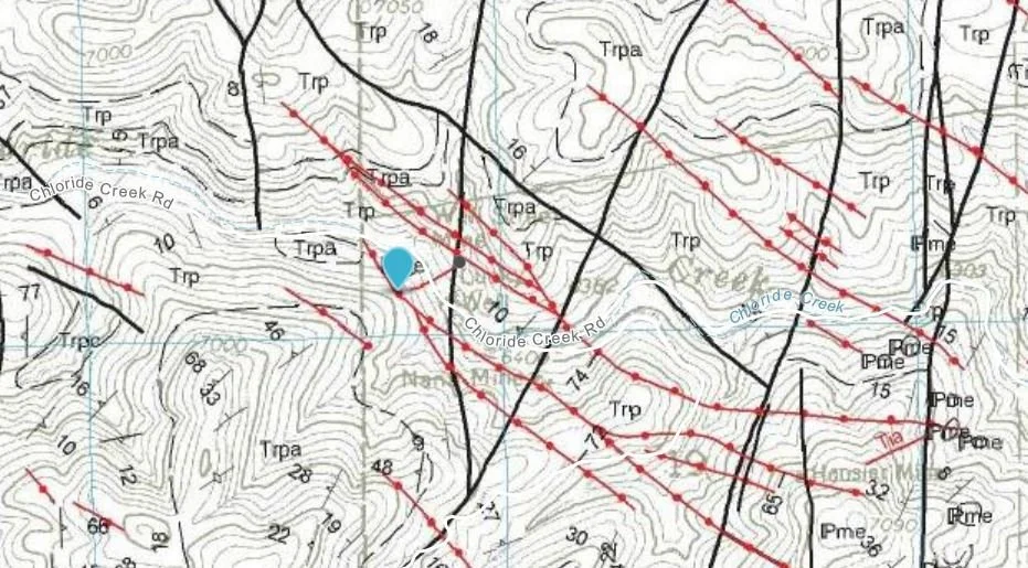 Topographic and structural map relevant to claims research