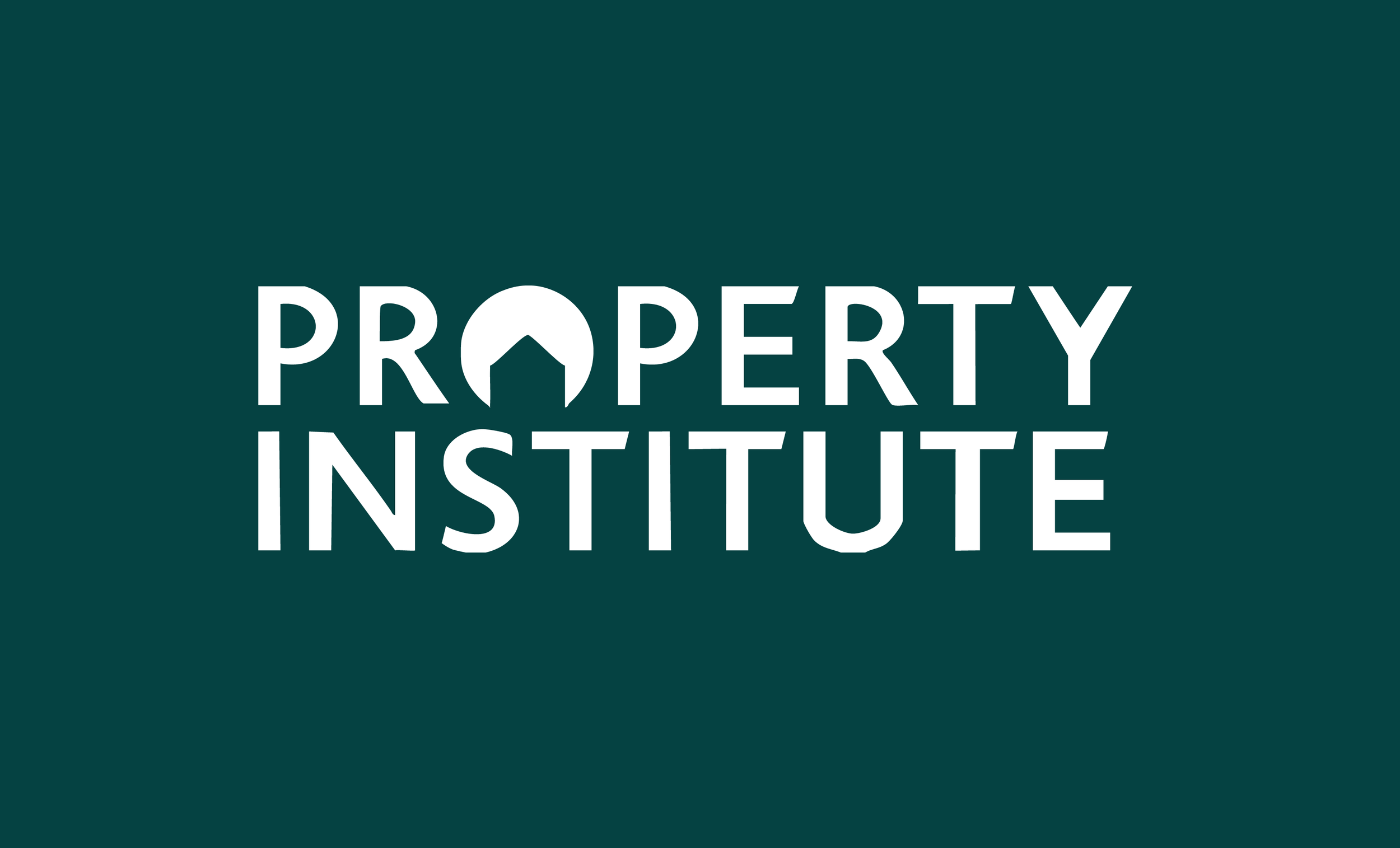 Logo of Property Institute with stylized house icon in the letter 'O' of PROPERTY on a dark green background.
