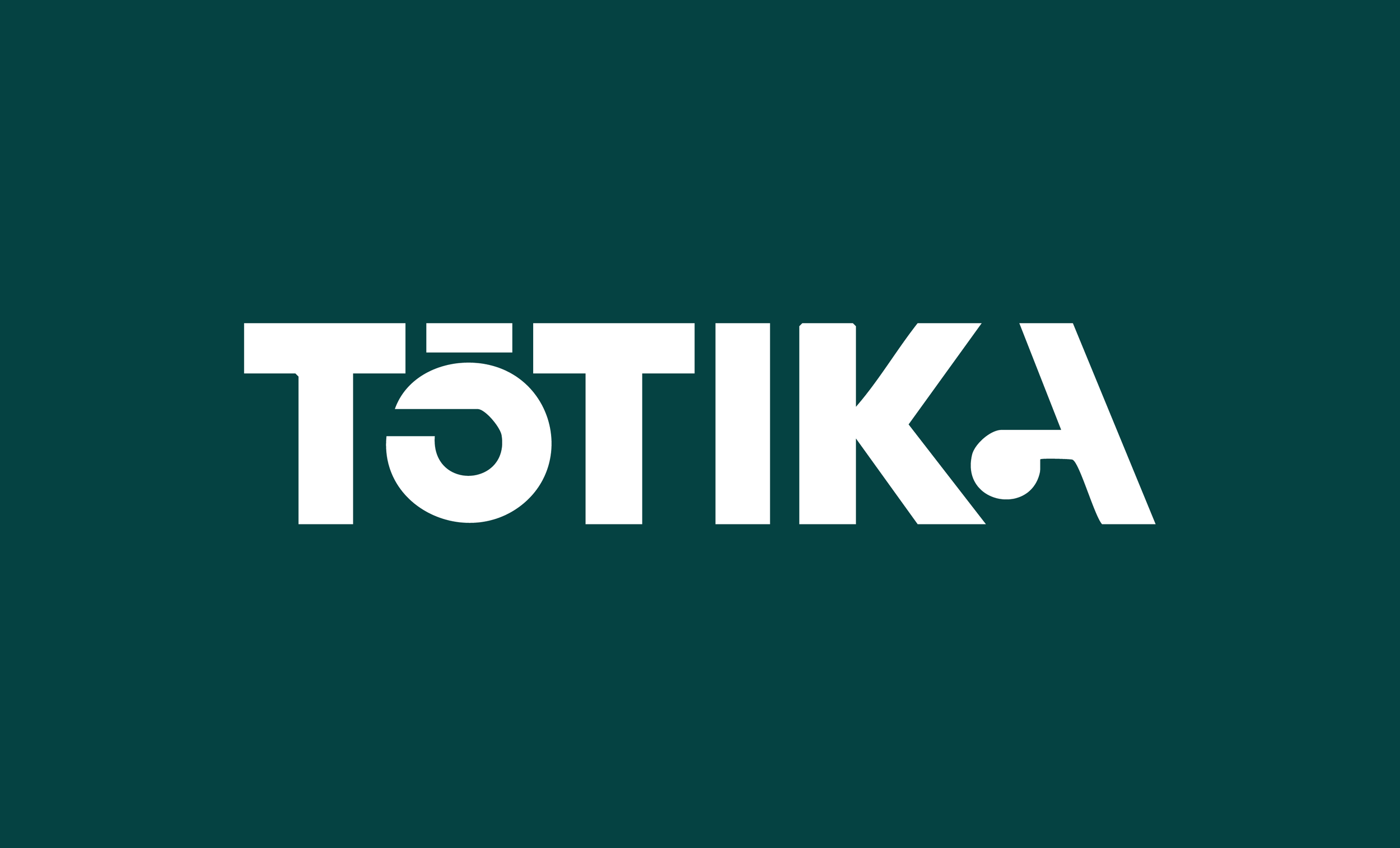 Logo of Totika in white on a dark green background.