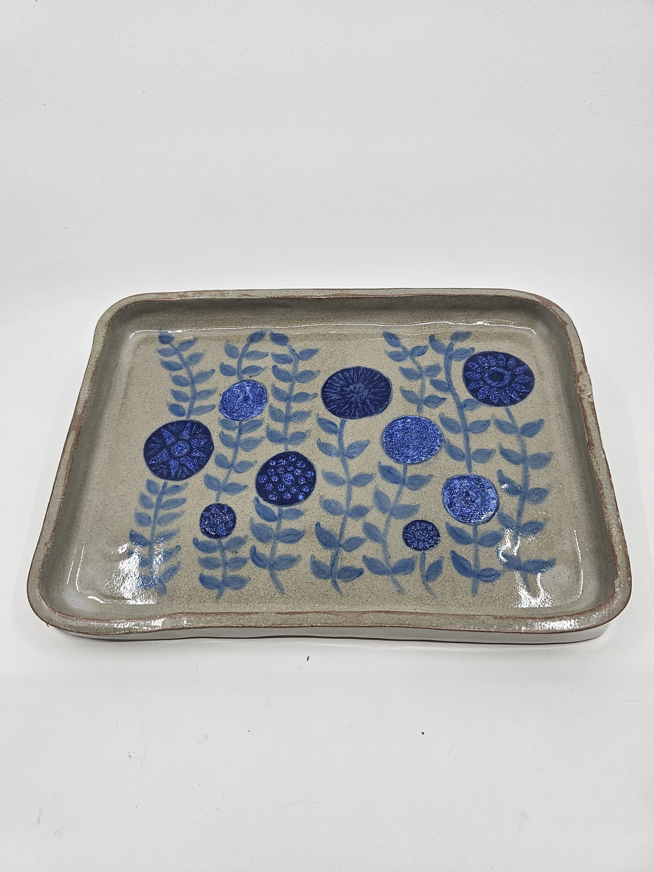 Custom Order - Blue Bloom Stoneware Platter