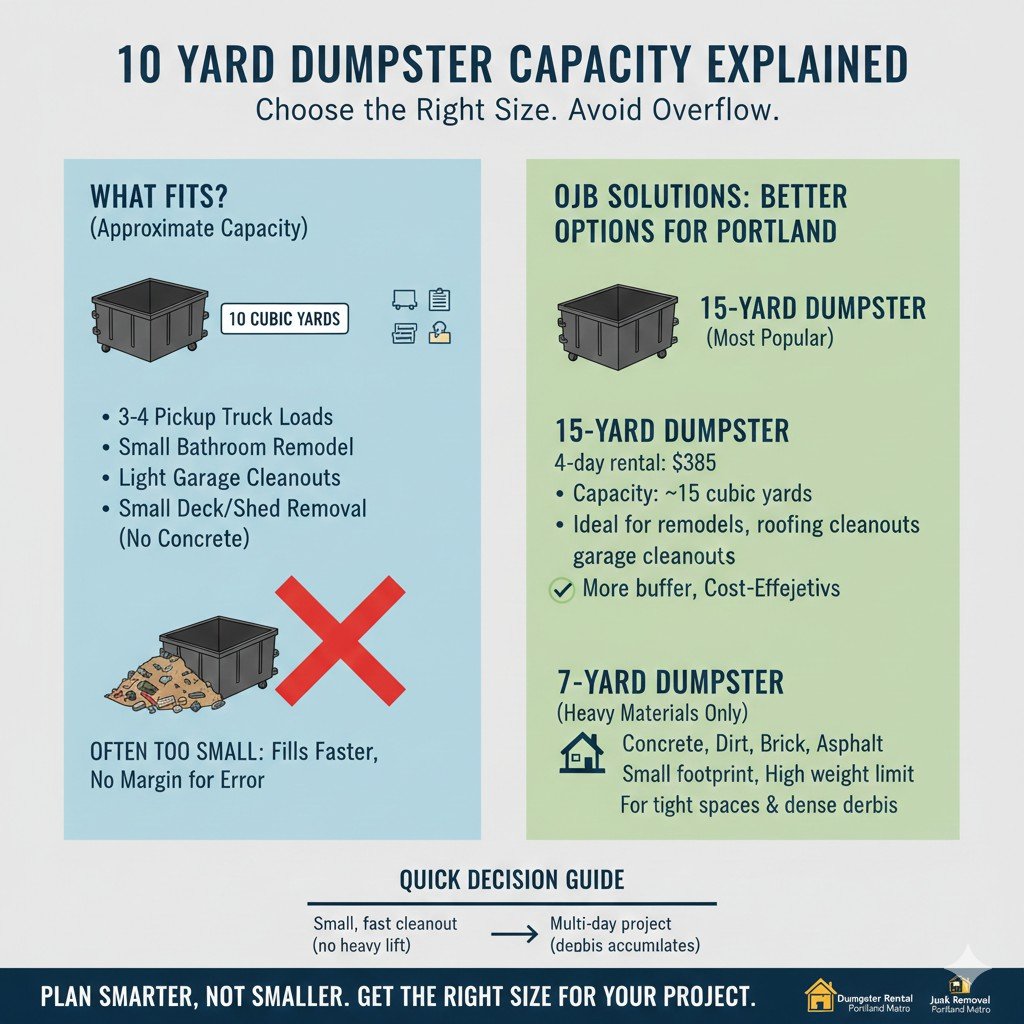 How much stuff can fit in a 10 yard dumpster?