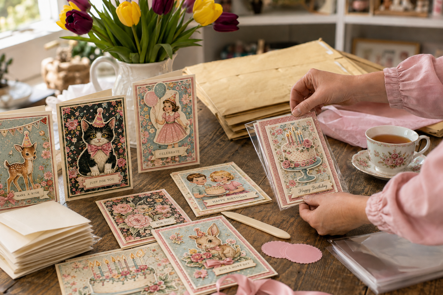 Pink & Roise image of greeting cards