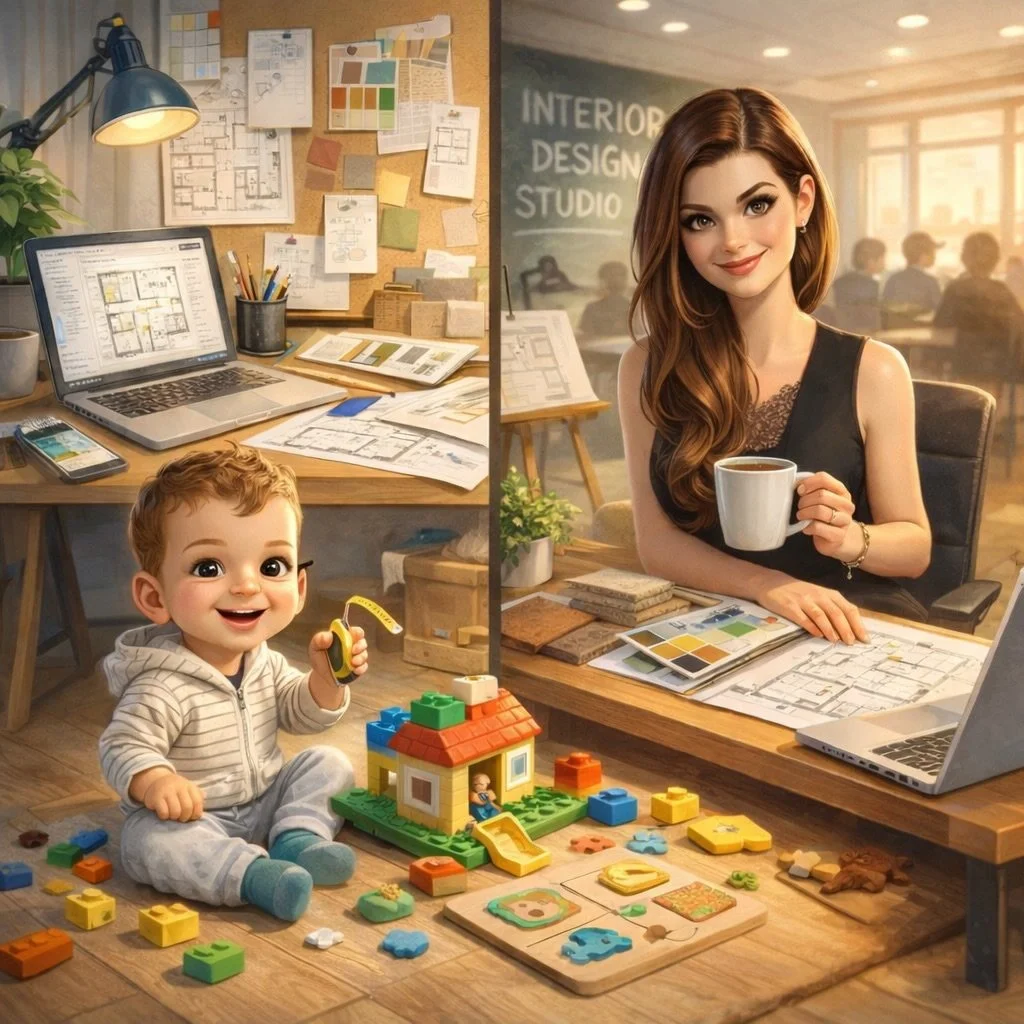 Jumping on the AI cartoon trend together with my precious junior designer 👶📏 
He specializes in keeping my sample library (dis)organized, stealing my measuring tape, but also keeping me motivated every single day!