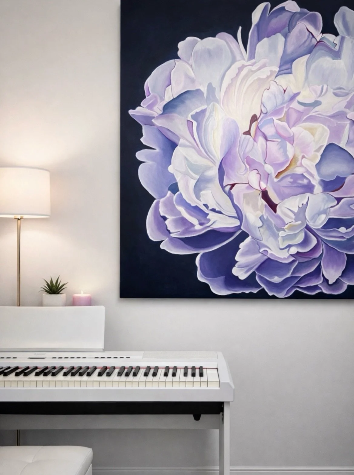 Curating the right art for a space is one thing. Having a piece created specifically for the client is even better!

This custom artwork was created with the client in mind. It responds to their personal style while complementing the colours, scale a