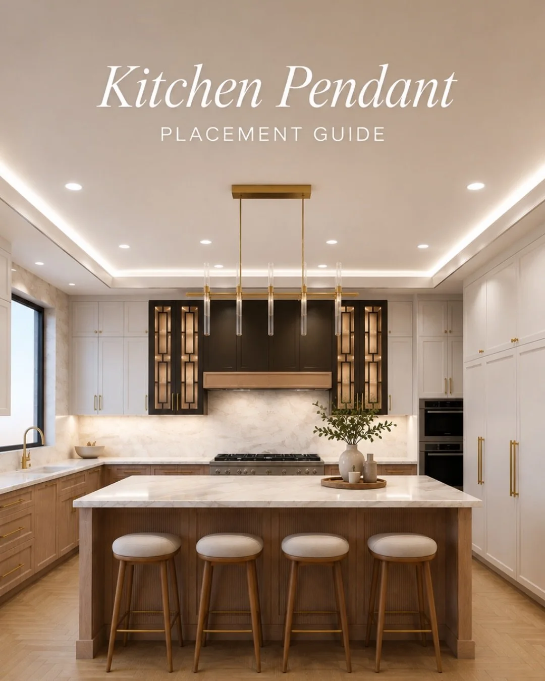 Pendant lighting over a kitchen island looks simple, but getting the proportions right makes a big difference.

Spacing and hanging height matter, and so does scale. Generally, the larger the island, the more visual presence your pendants need, so th