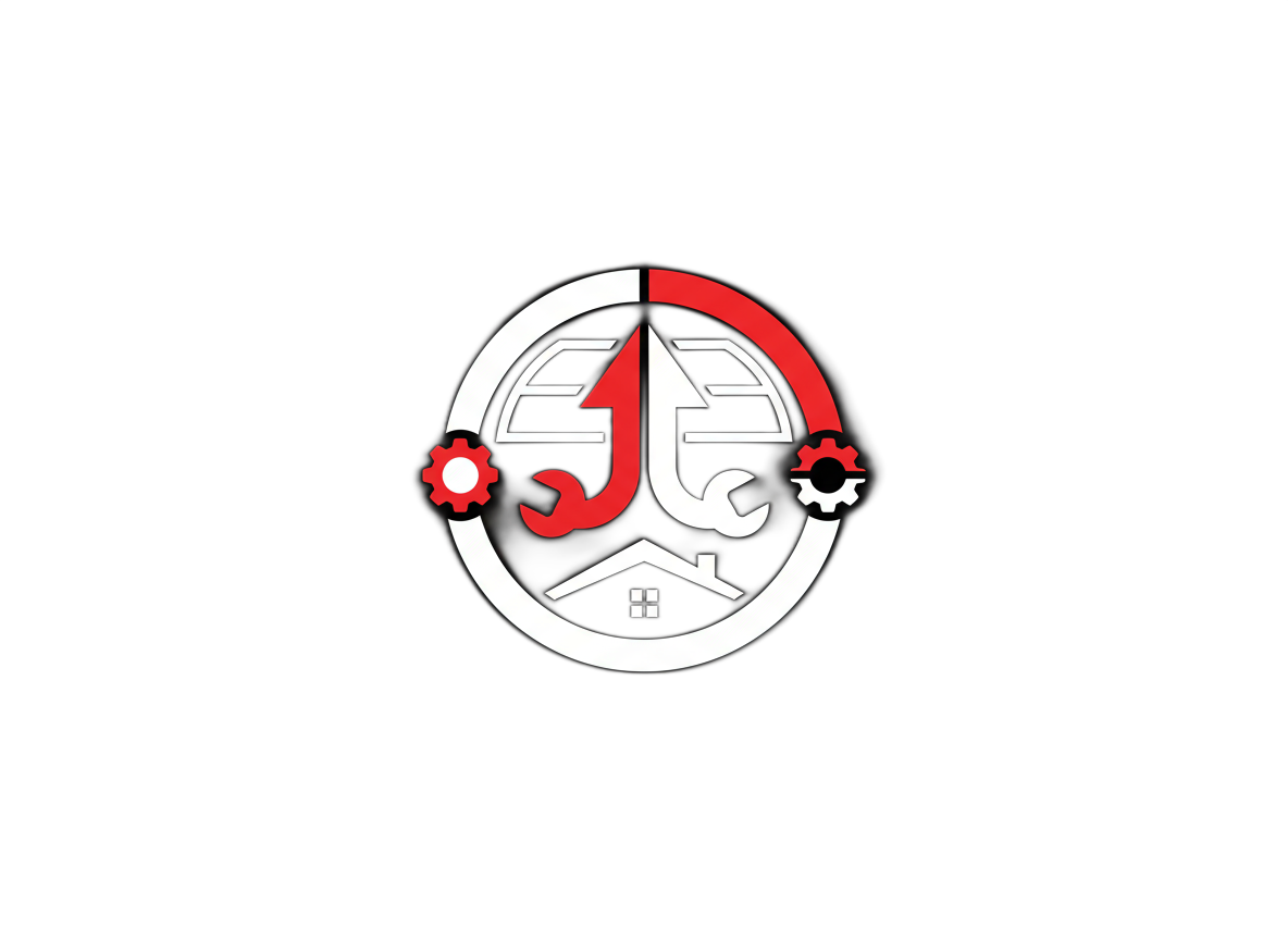 Logo featuring a house and an umbrella with two wrenches and cogs, suggesting home repair or maintenance services.