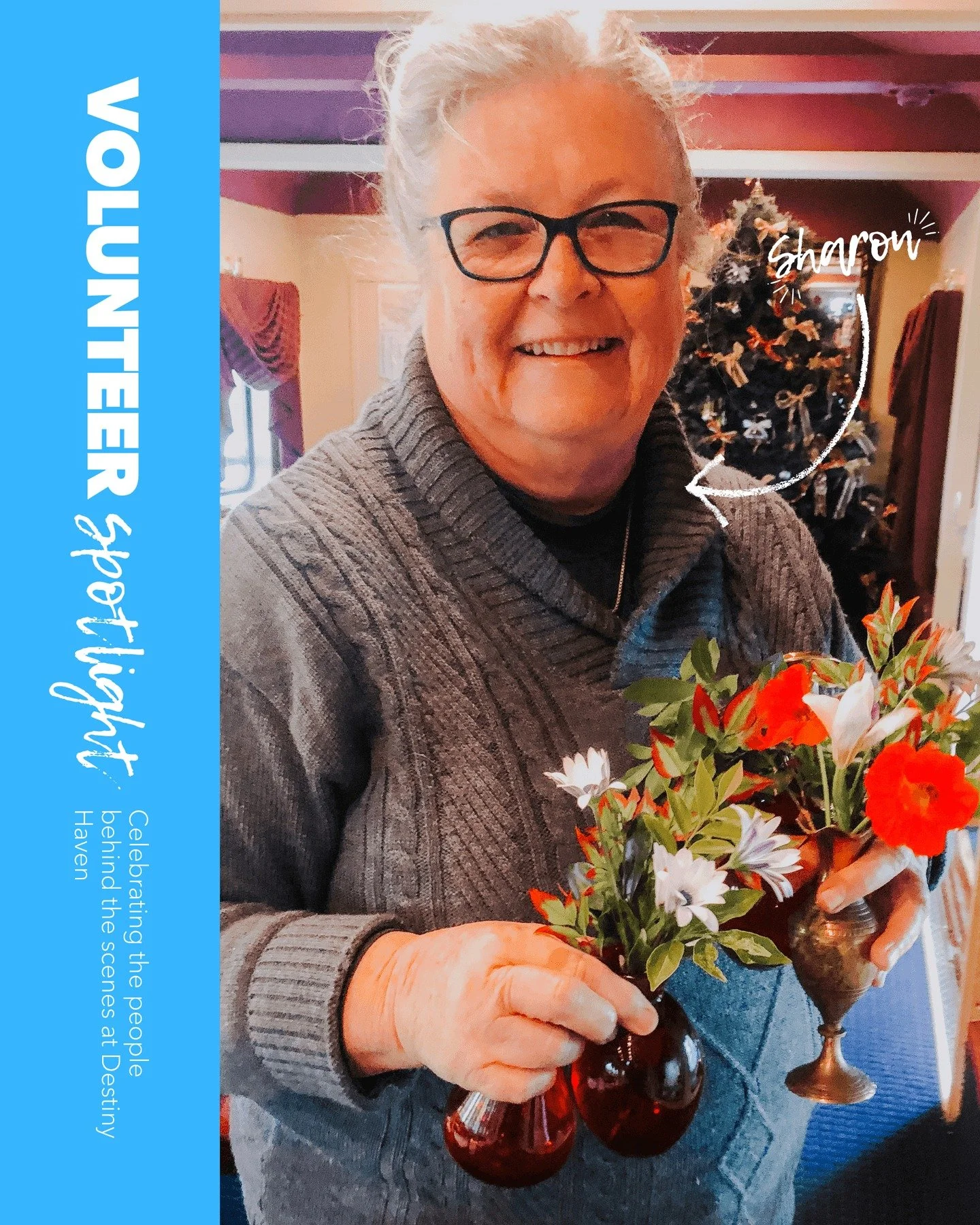 Meet Sharon 🩵 one of our much-loved volunteers here at Destiny Haven.

Her kindness, warmth, and gentle spirit brighten every room she walks into - she is absolutely essential and we love having her with us!

#DestinyHaven  #VolunteerSpotlight  #Com