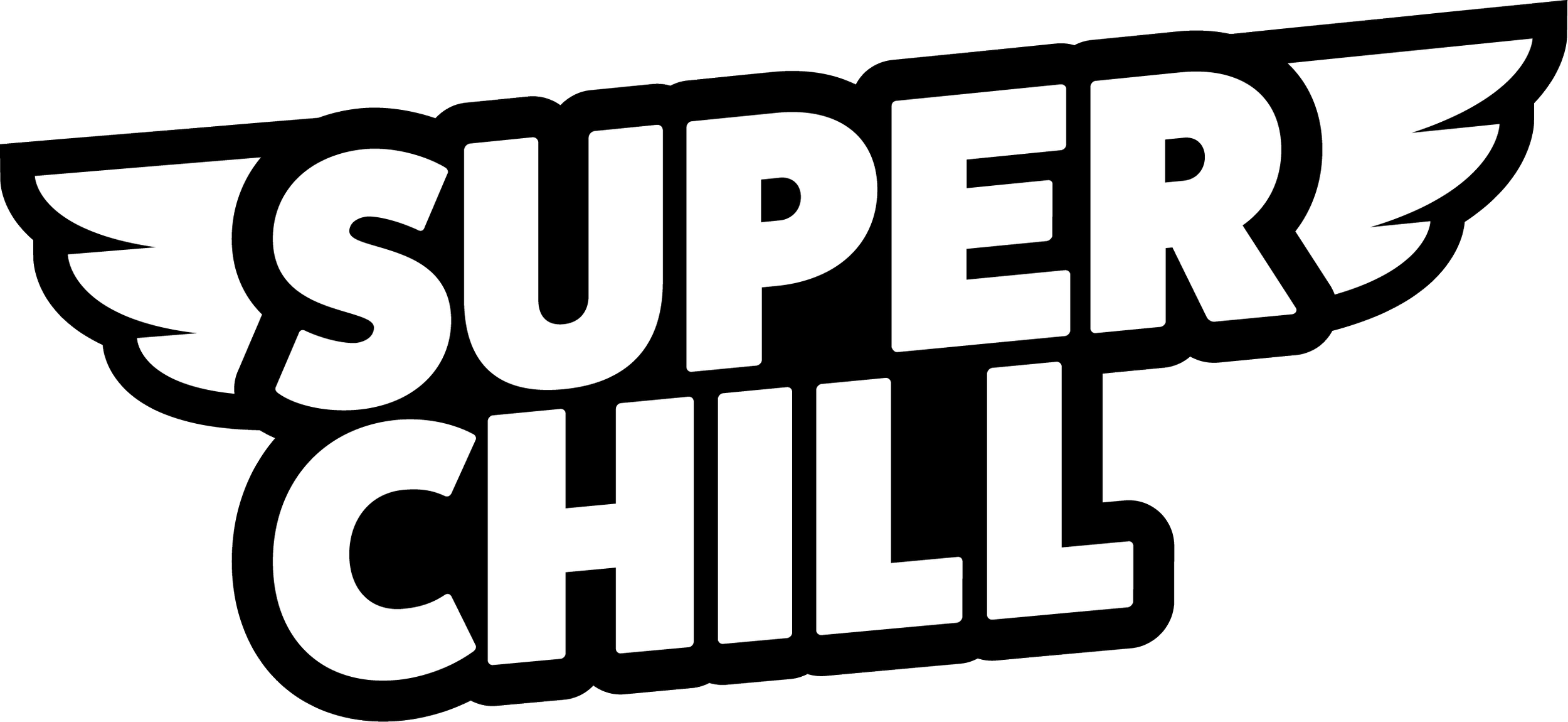 Bold graphic text reading 'SUPER CHILL' with stylized wings on the sides.