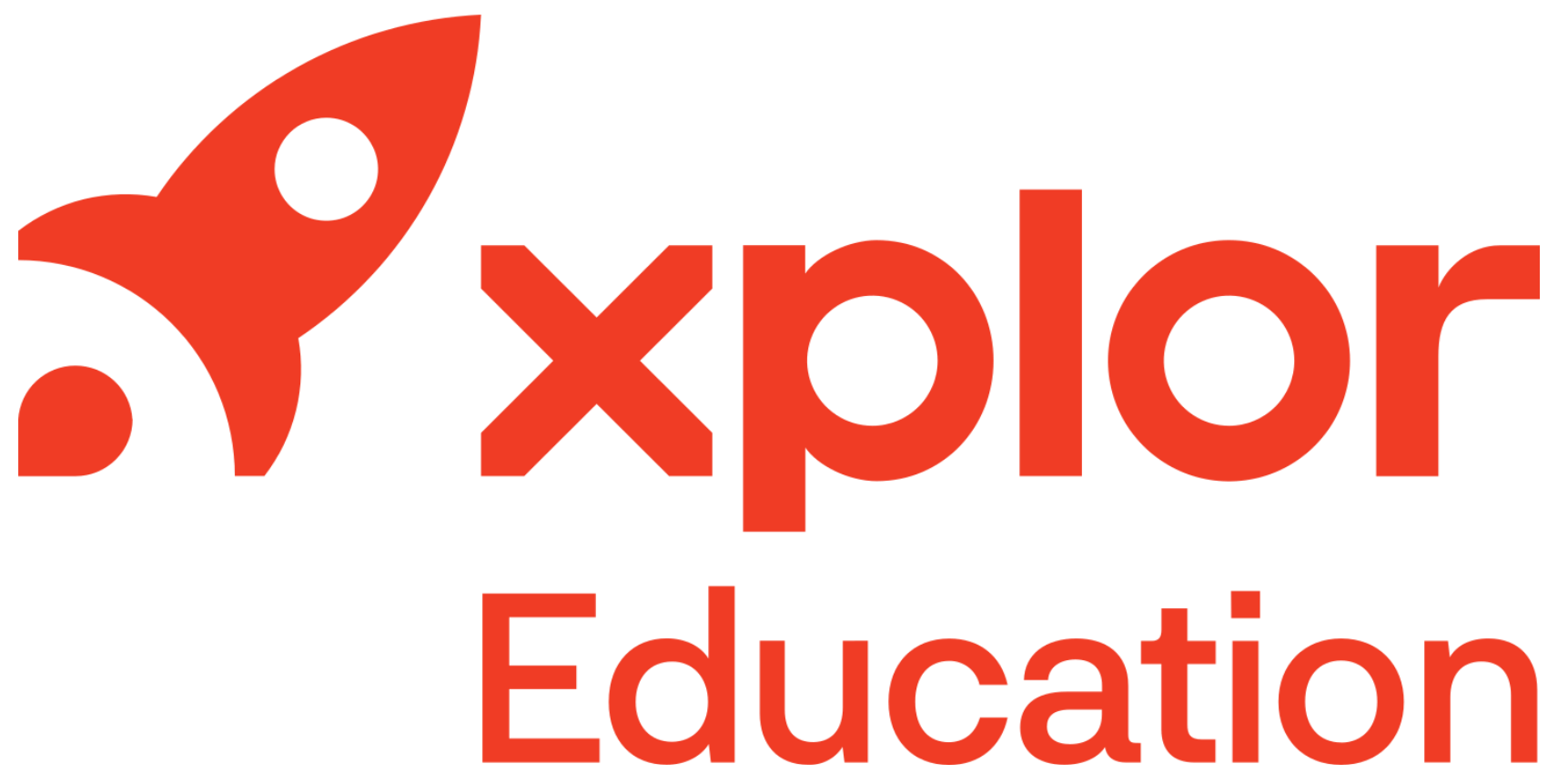 Logo of Explorer Education featuring a red rocket icon and the words "Explorer Education" in red and black text.