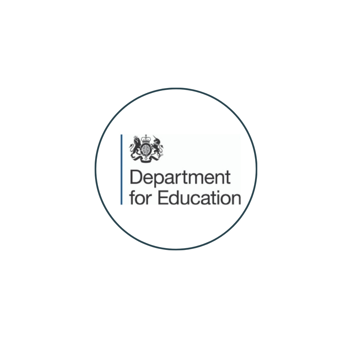 Logo of the UK Department for Education featuring a coat of arms and the text 'Department for Education'.