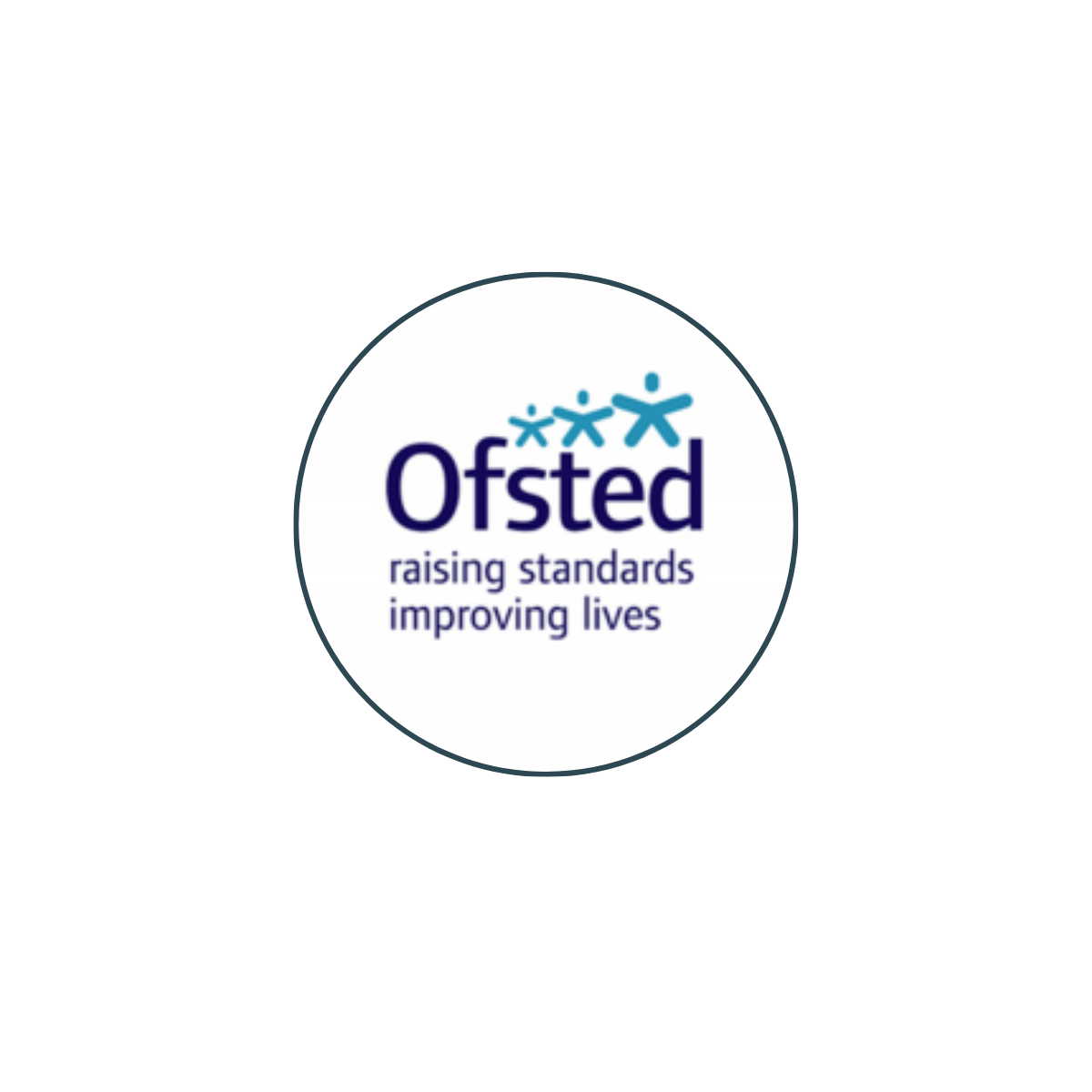 Logo of Ofsted, a government organization in the UK, with the tagline "raising standards, improving lives" and stylized human figures above the text.
