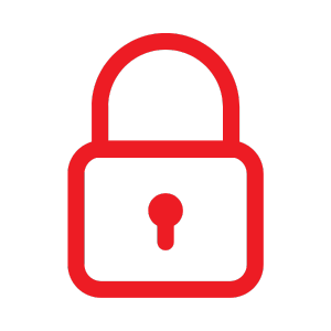 Red padlock icon with black background