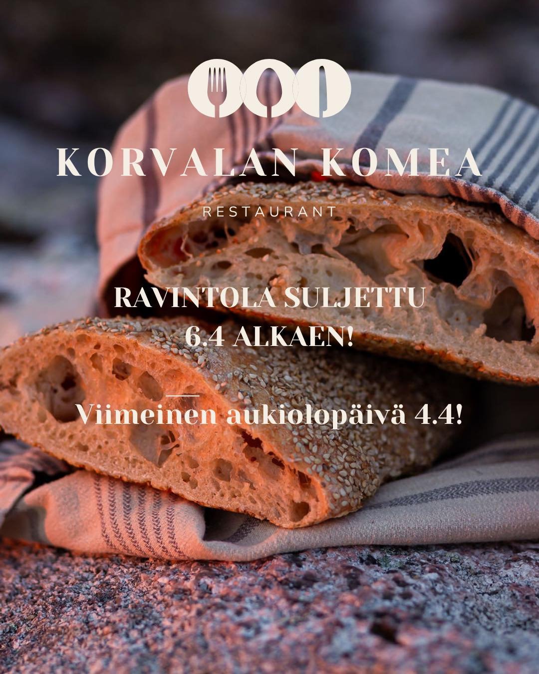 Viel&auml; ehtii piipahtaa Korvallan Komeaan ennen kauden p&auml;&auml;ttymist&auml;!

Still time to visit Korvallan Komea before the season ends! 

Suljemme kauden 6.4. &ndash; viimeinen aukiolop&auml;iv&auml; 4.4. Kiitos kuluneesta kaudesta!

We cl