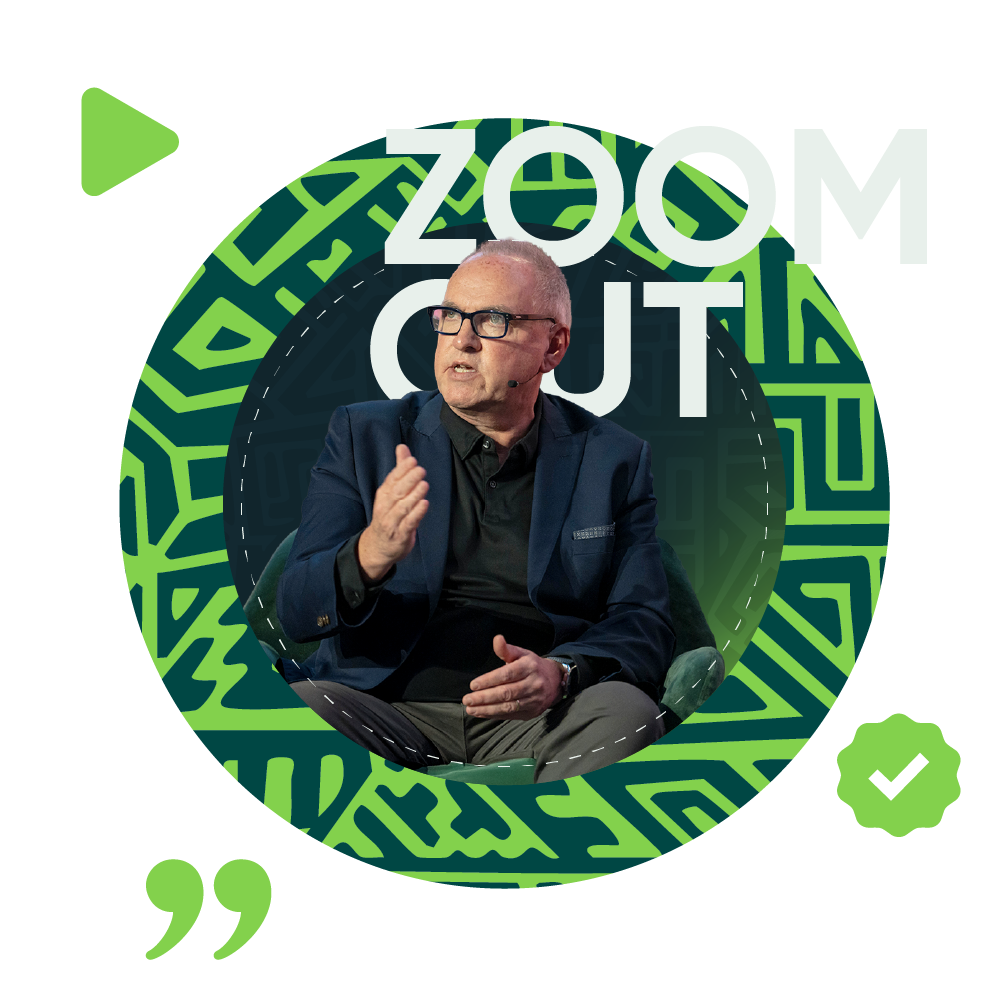 Meet Kevin Dunckley. Styled home page banner with ZOOM OUT text behind and floating icons representing each of our three core services.