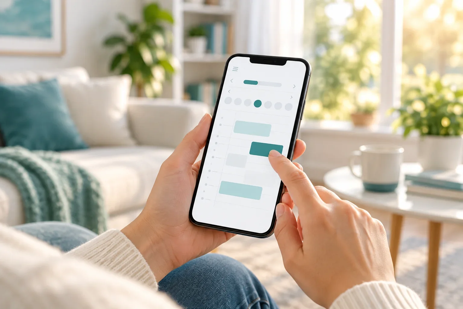 Persona agendando una cita médica en línea desde su celular