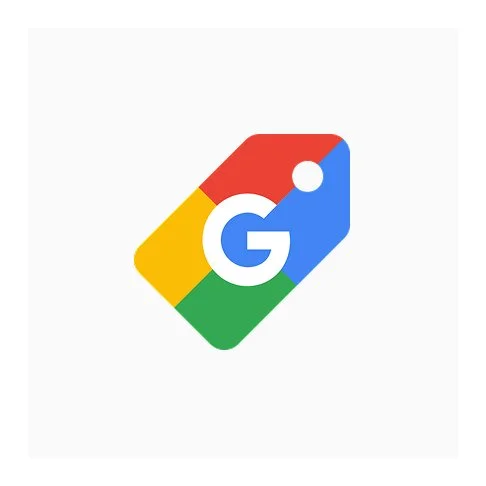 Google logo with a colorful tag shape, featuring red, yellow, green, and blue sections with a white 'G' in the center.