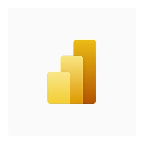 A bar chart with three vertical bars of increasing height in shades of yellow and brown.