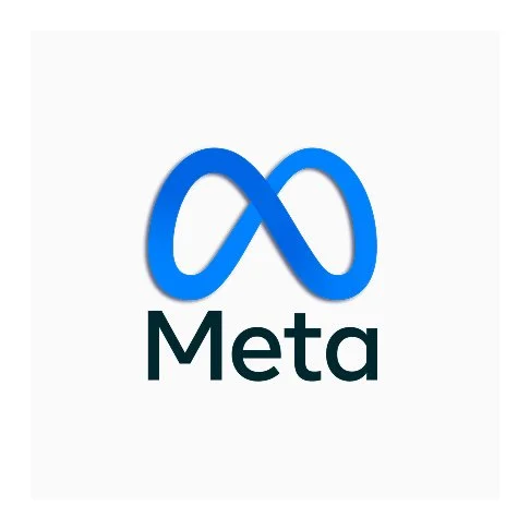 Meta logo with a blue infinity symbol above the word 'Meta' in black text.
