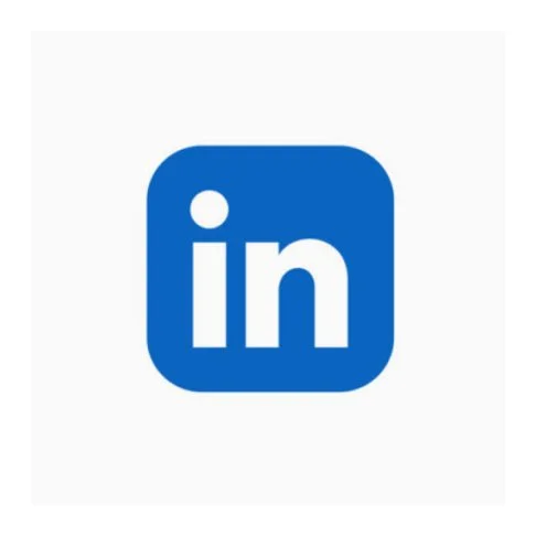 LinkedIn logo with white 'in' on a blue rounded square background