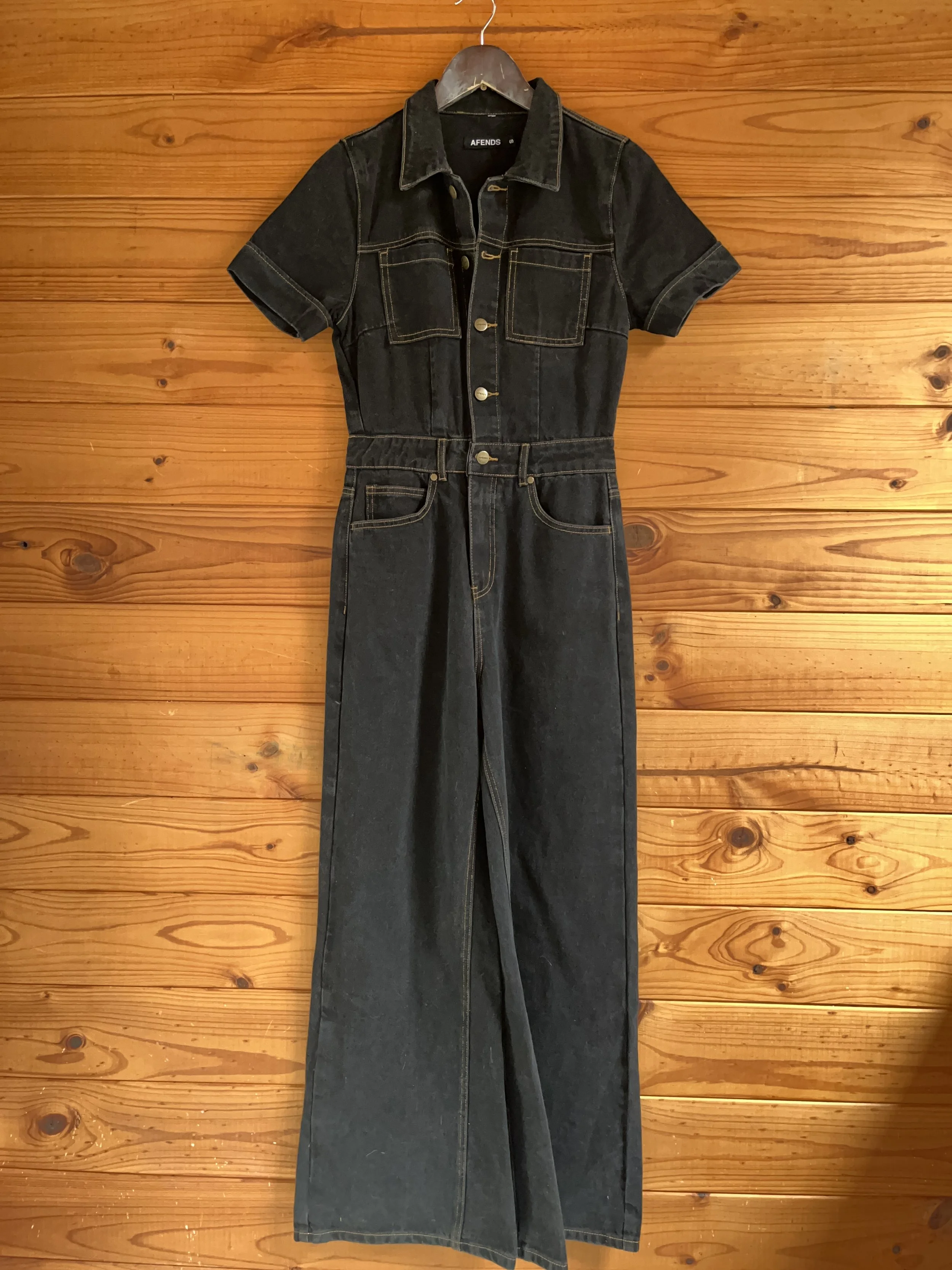 AFENDS Estrella Organic Denim Flared Jumpsuit ( Small Only )