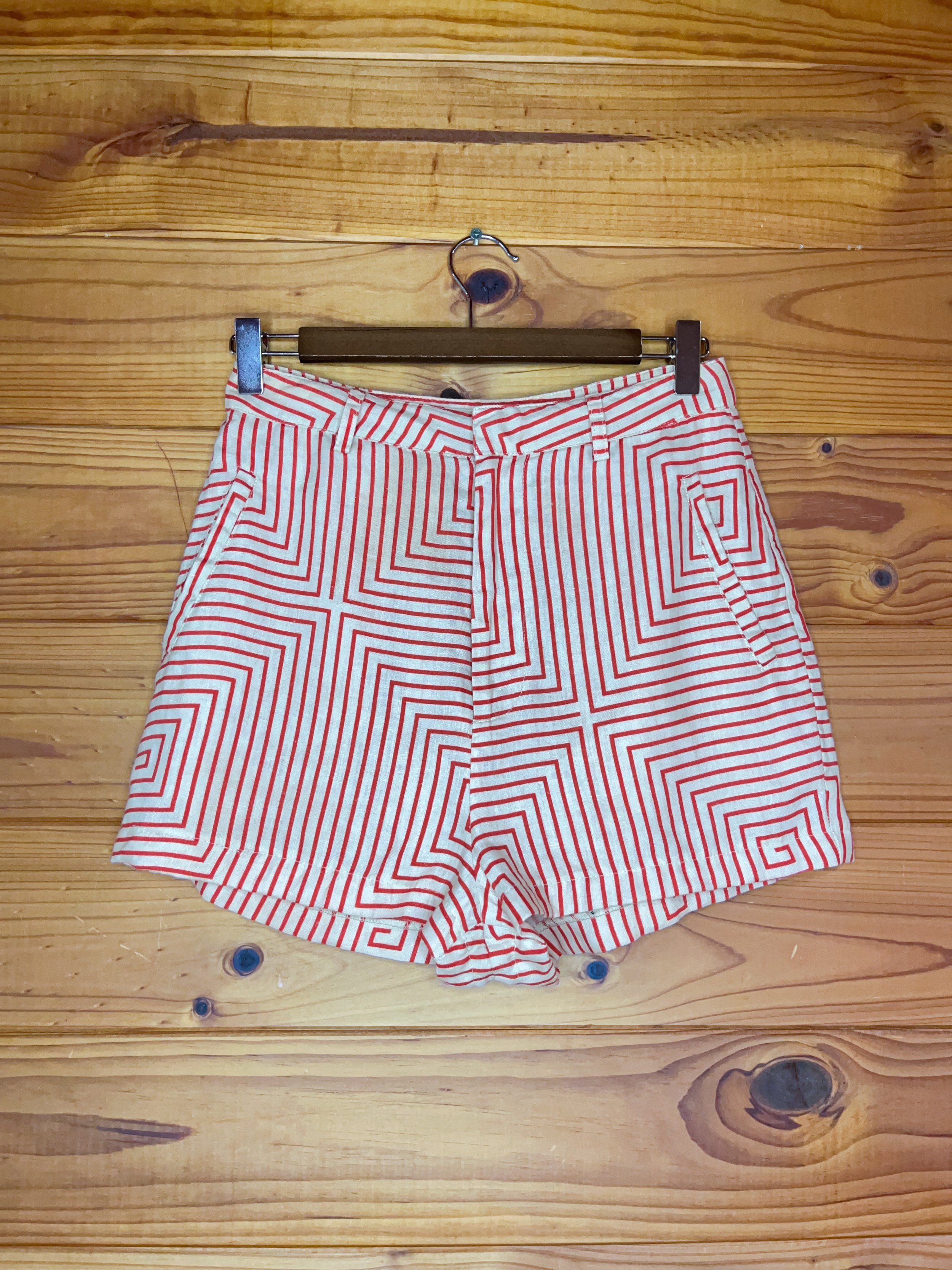 Preloved Soleil Soleil Geo Linen Rollerdome Shorts